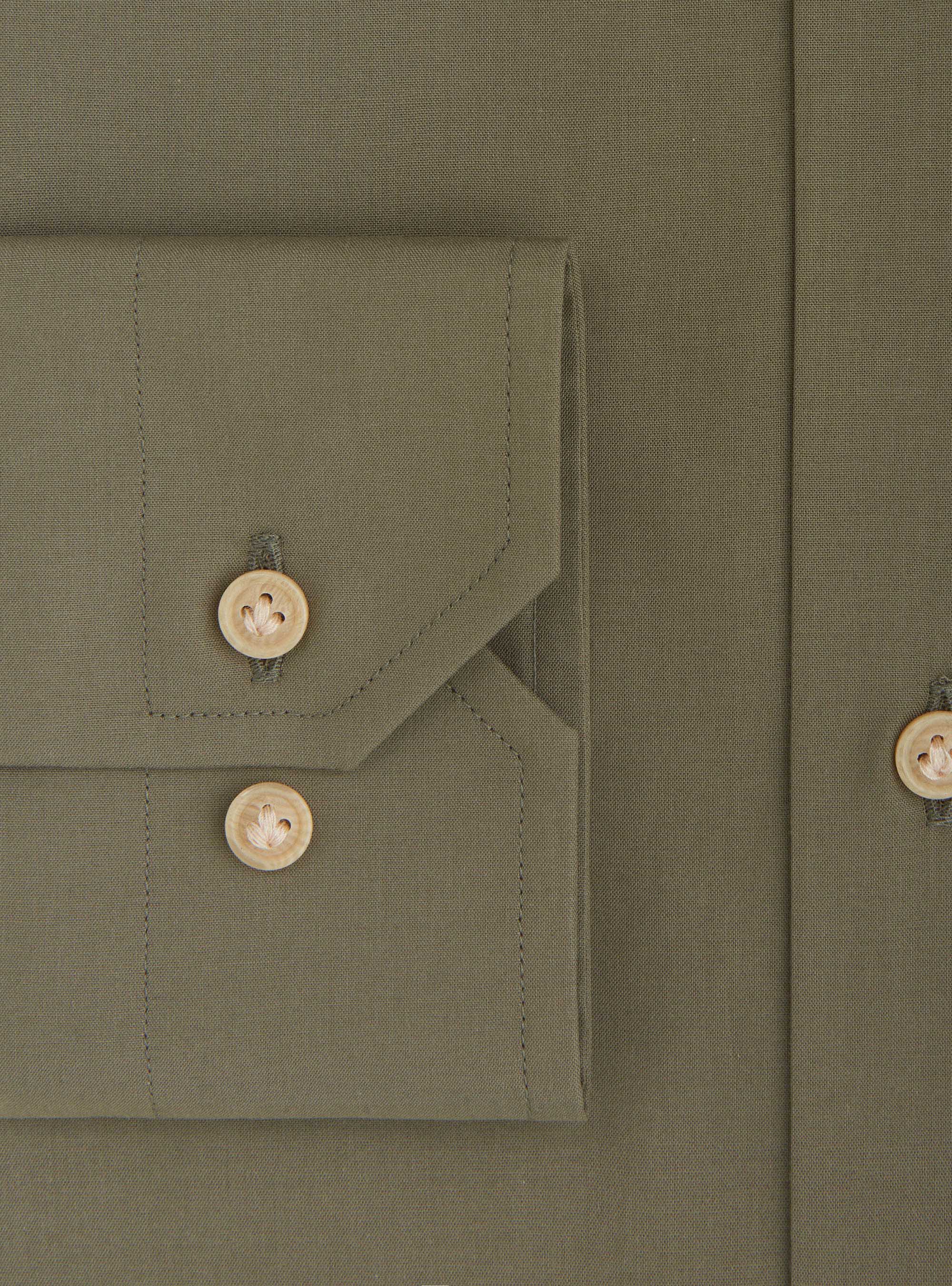 Camicia collo francese in mussola di cotone, VERDE