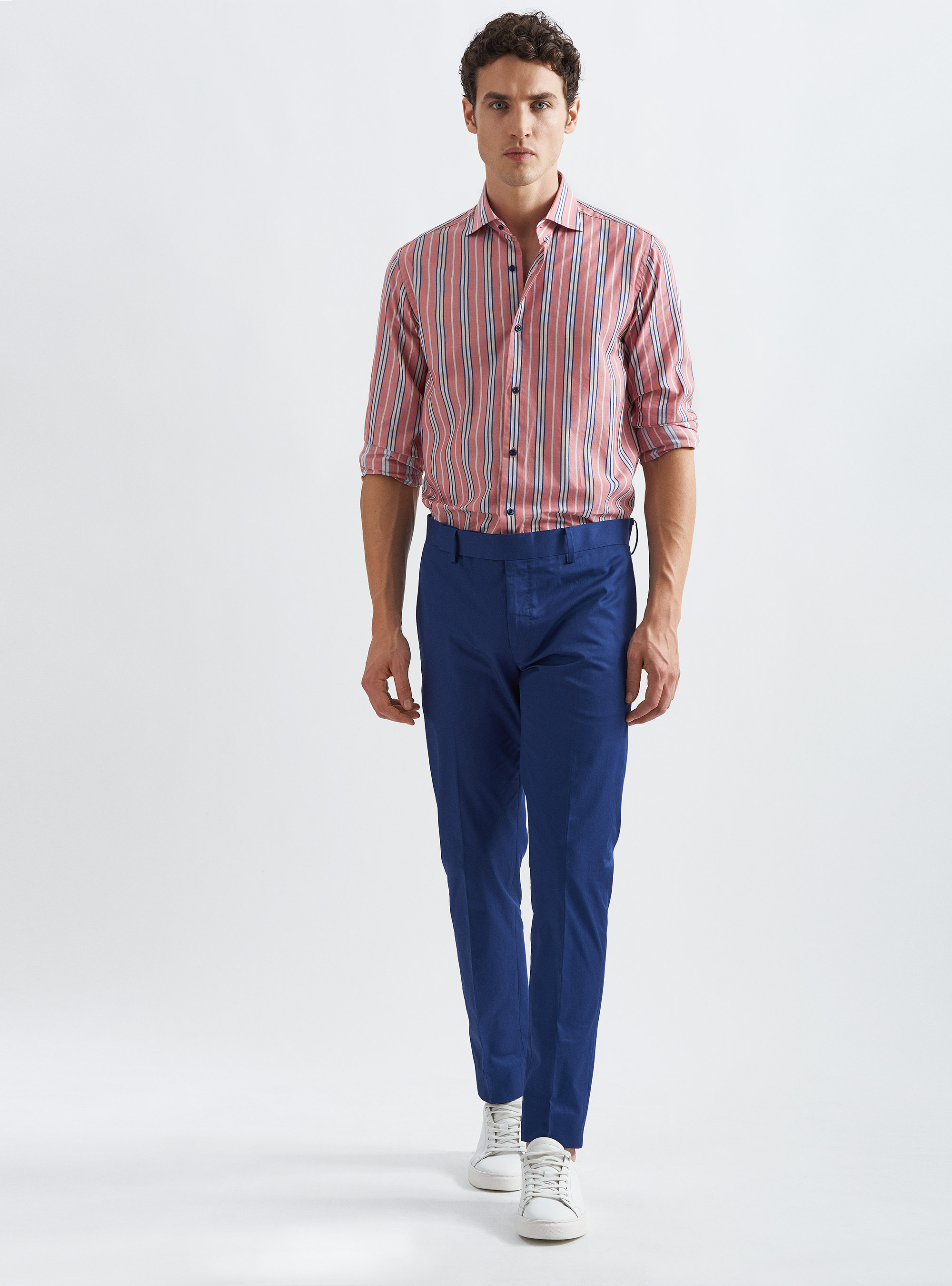 Pantaloni per abito in puro cotone, BLU