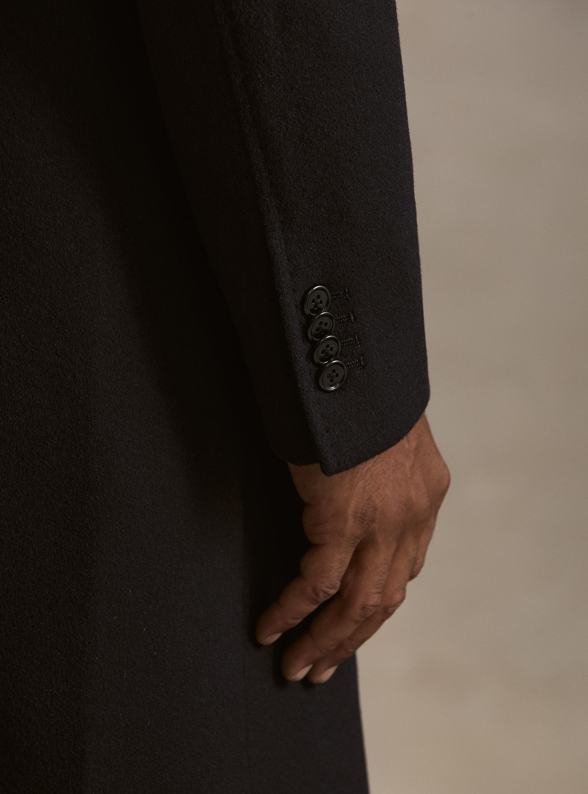 Single-breasted wool and cashmere coat, NAVY BLUE