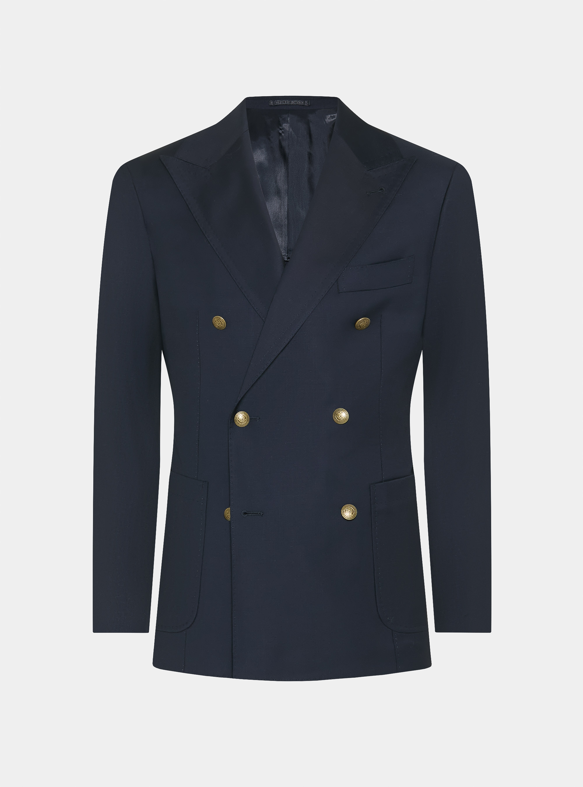 Giacca doppiopetto con bottone metallo in lana Vitale Barberis Canonico, BLU NAVY