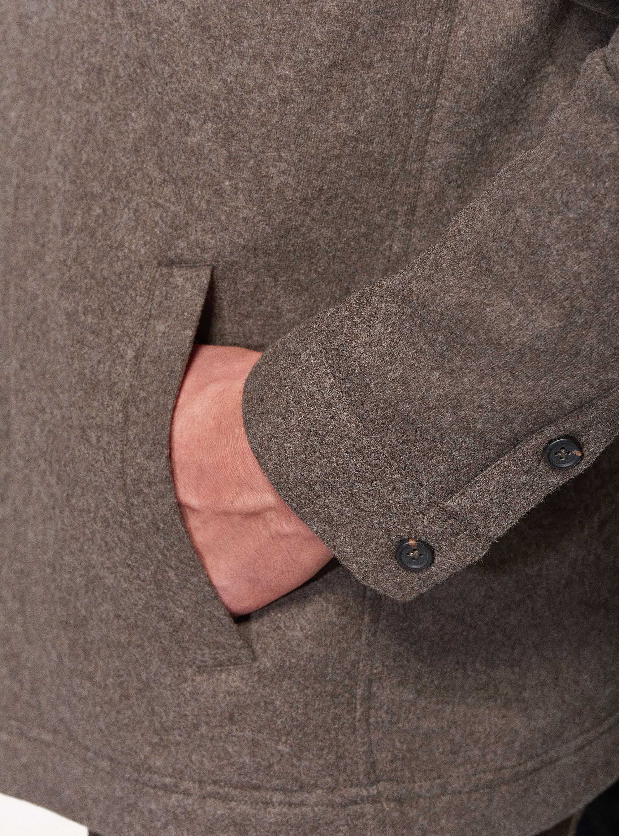 Giacca camicia in jersey di lana, FANGO