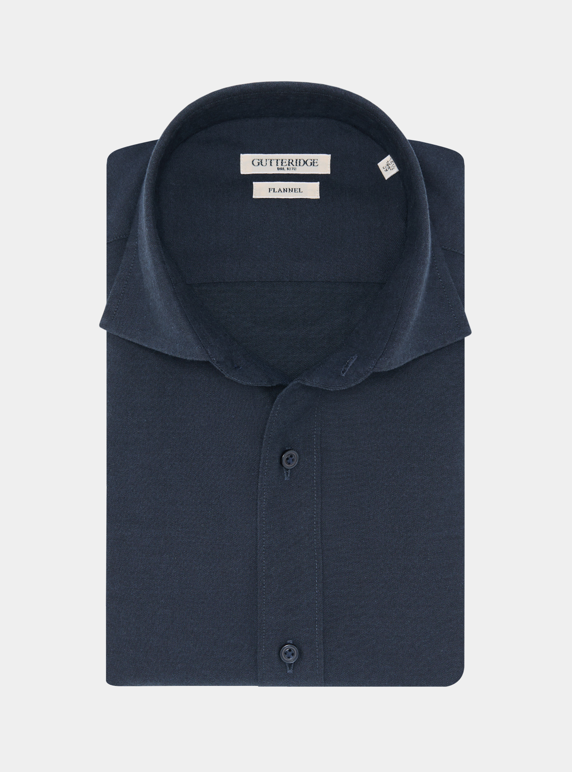 Cotton and wool flannel shirt, NAVY BLUE
