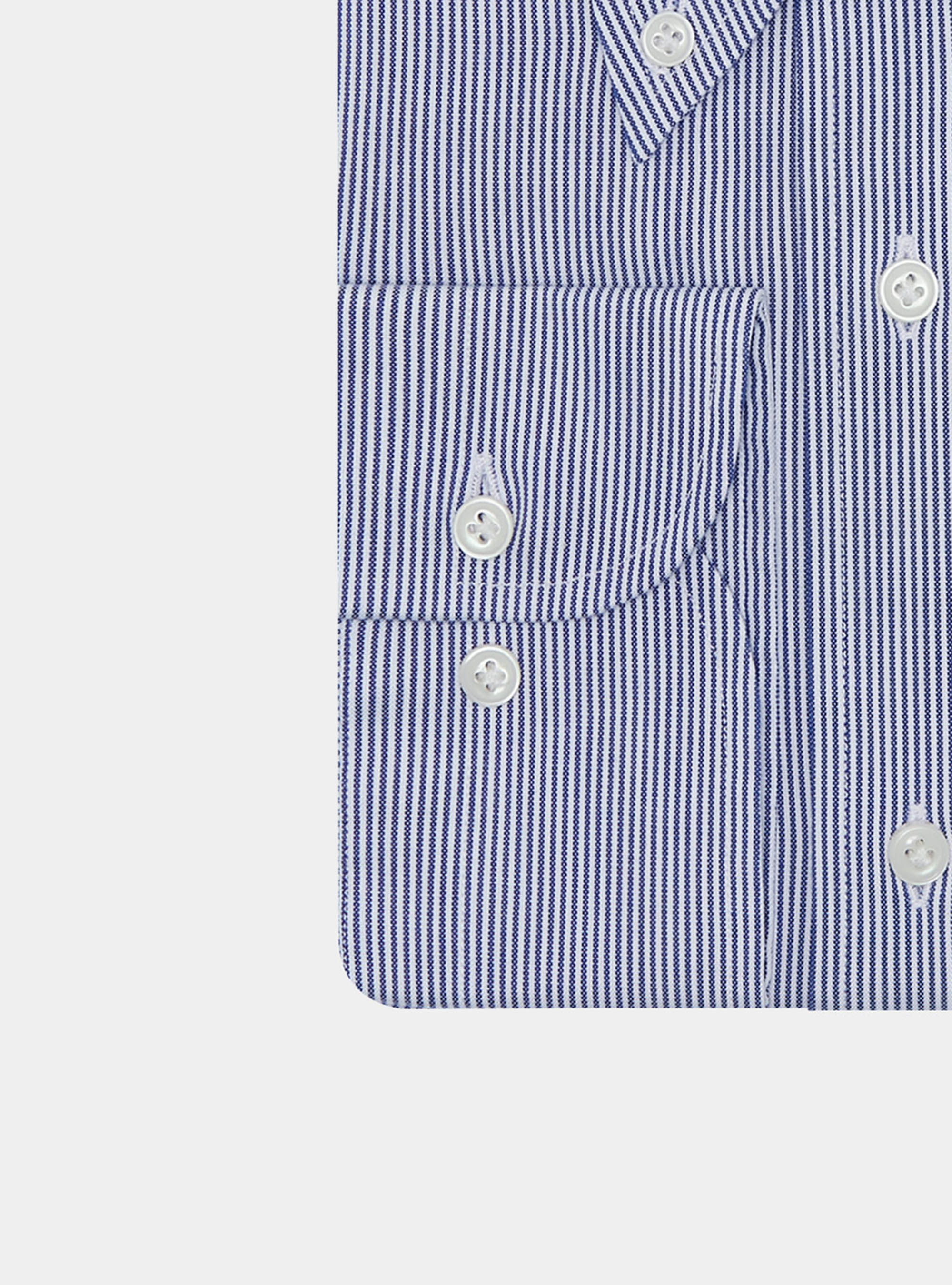 Camicia confortevole in cotone oxford rigato, BLU