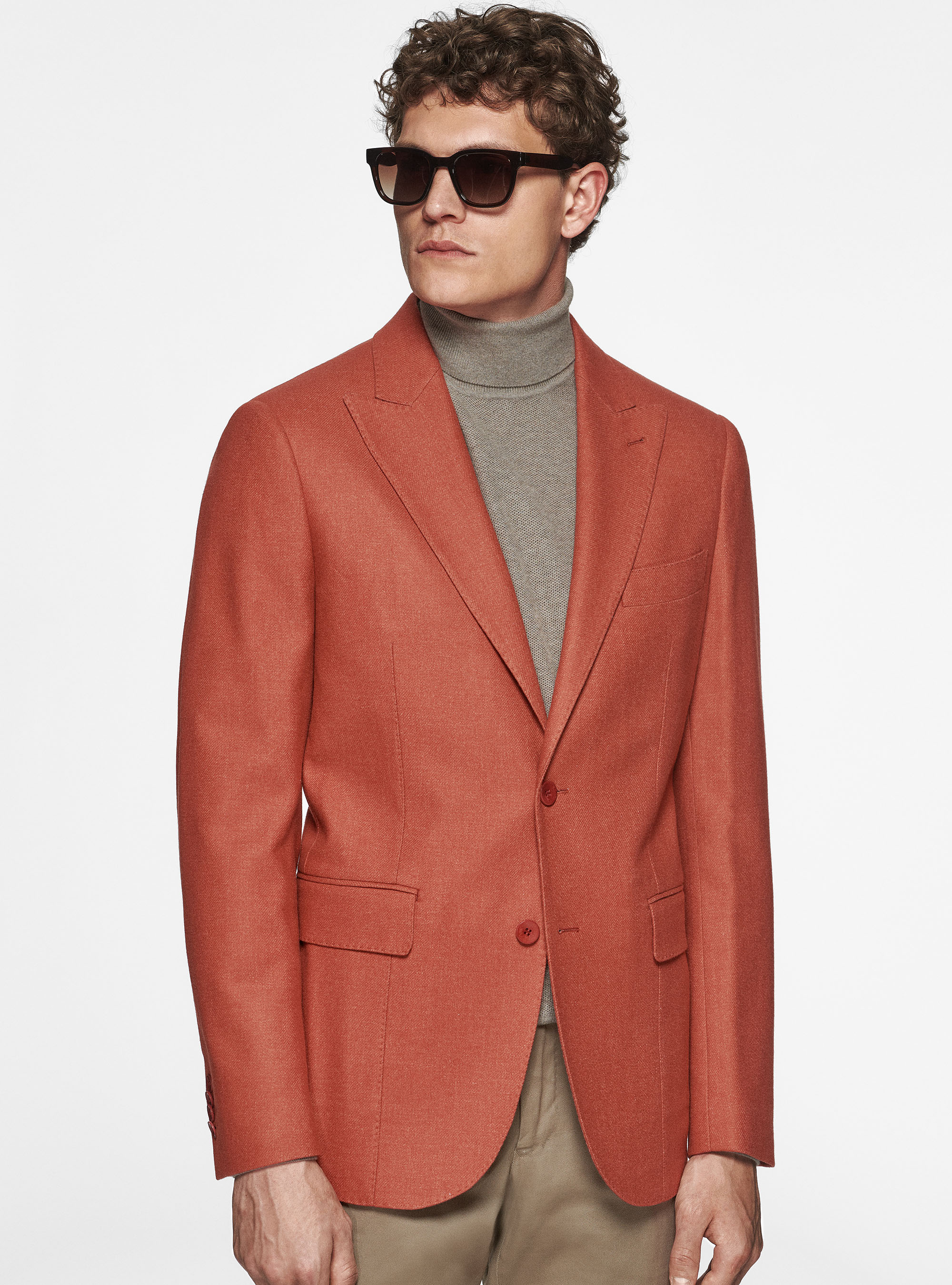 Giacca petto a lancia in flanella Duemilagori, MATTONE