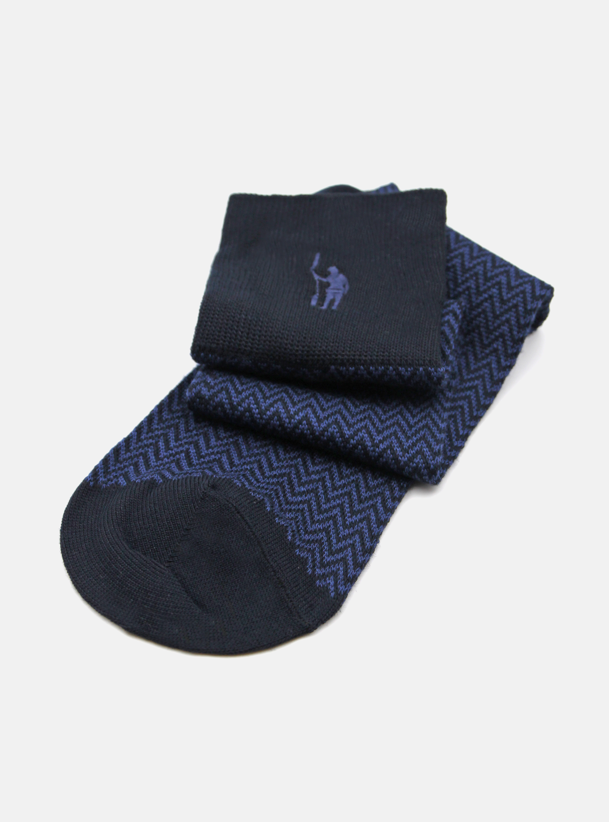 Herringbone long socks, NAVY BLUE