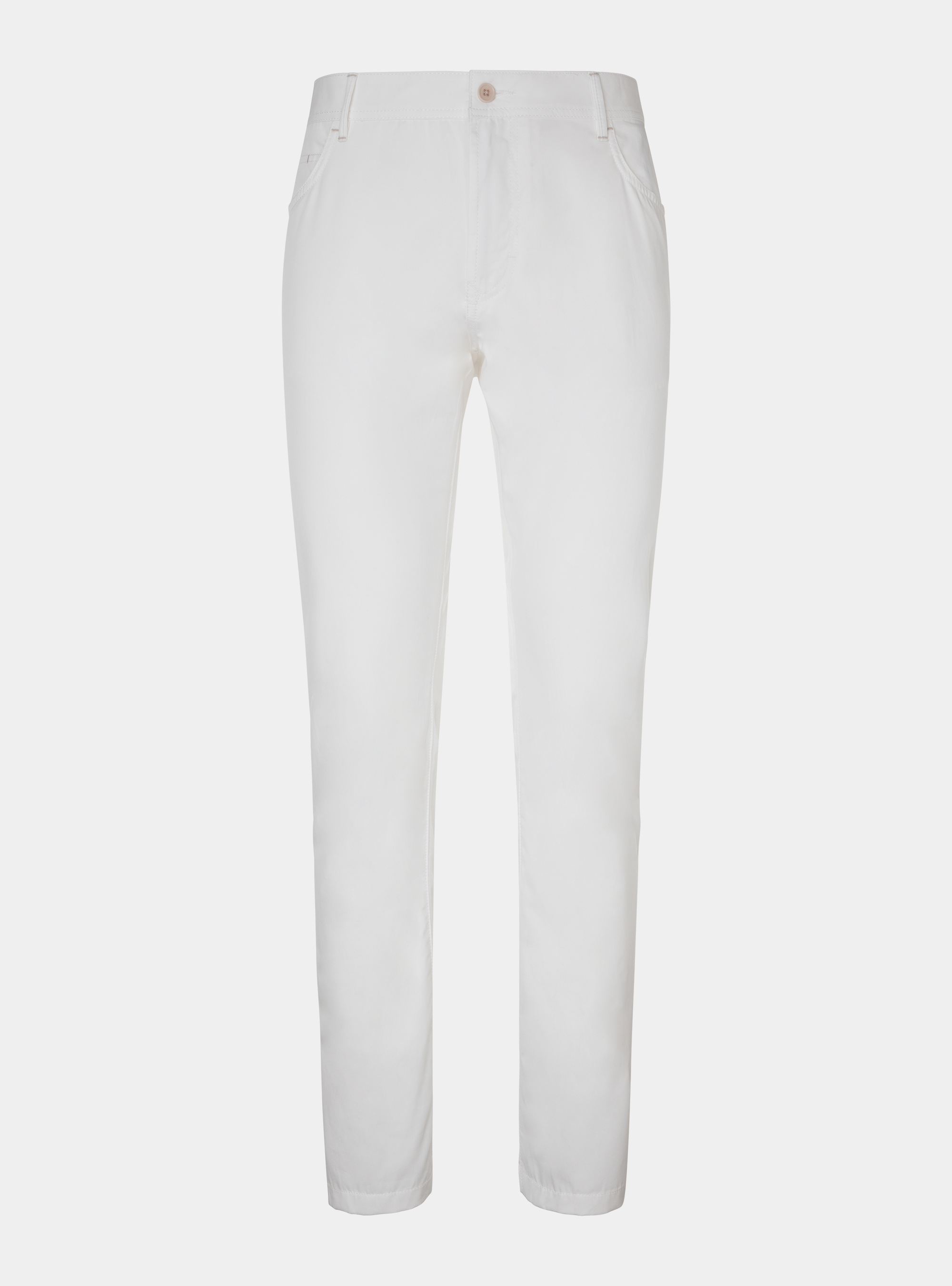 Pantaloni 5 tasche in twill di cotone leggero, BIANCO