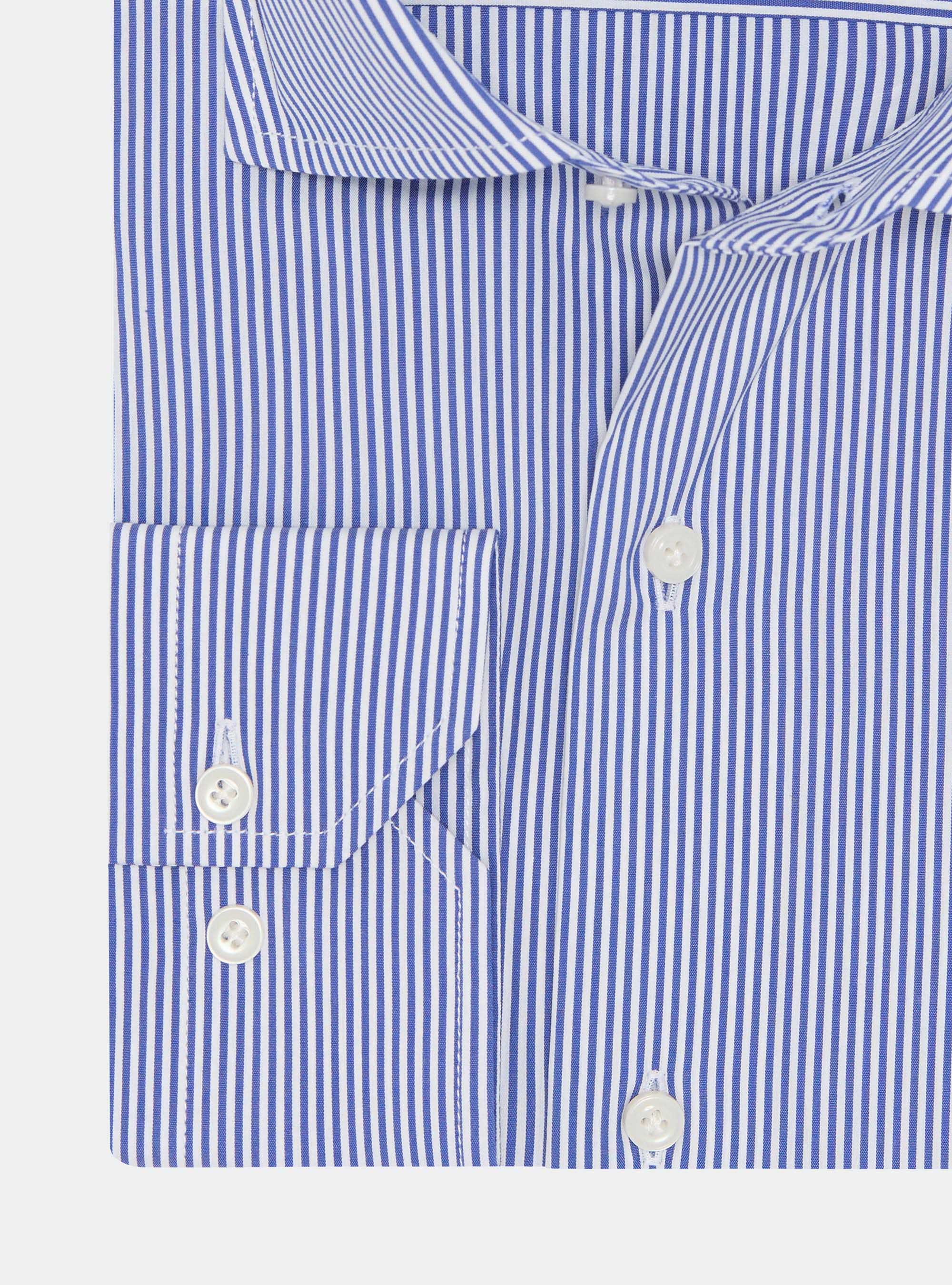 Striped cotton poplin stretch shirt, BLUE