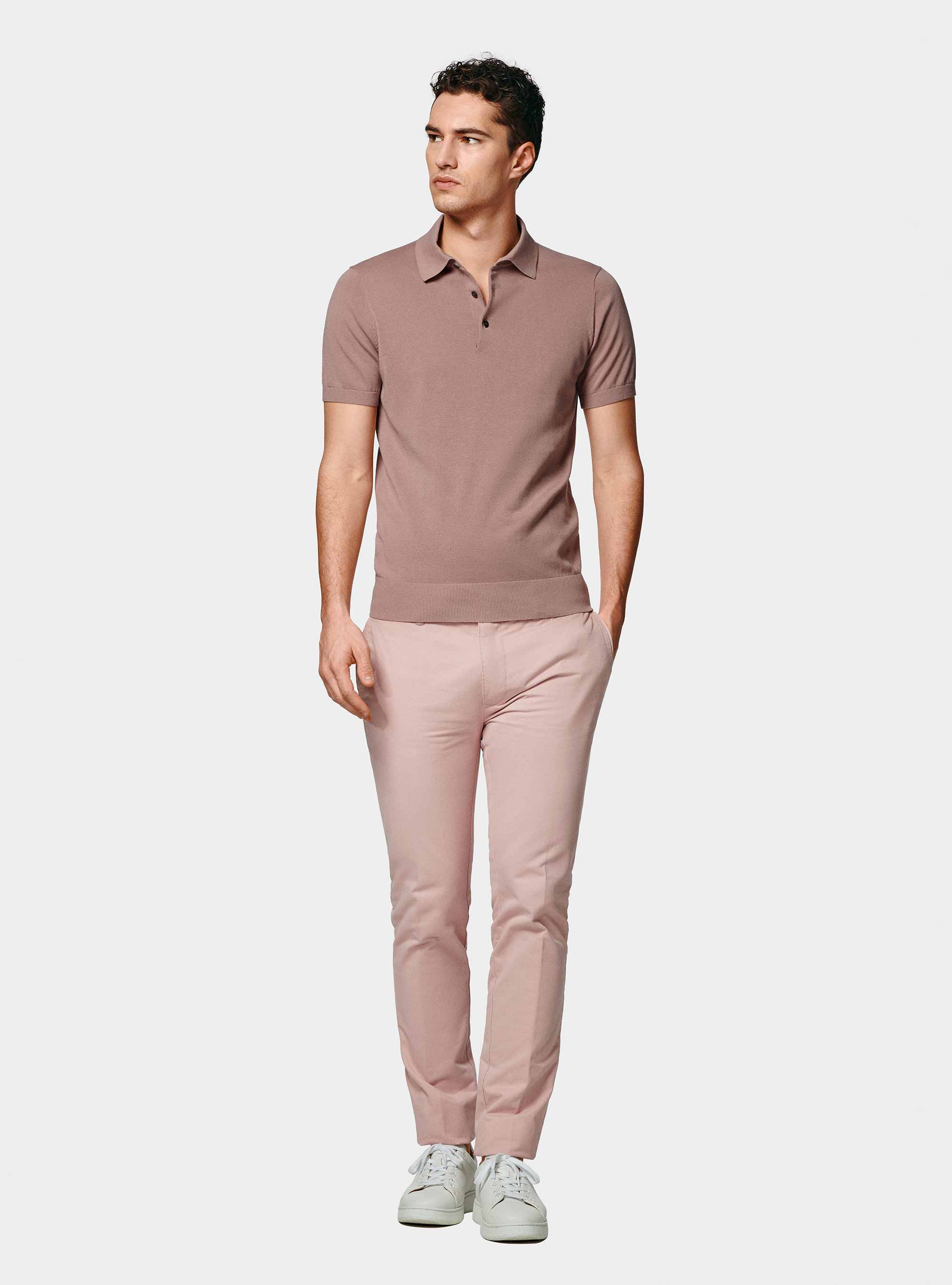 Polo de punto de algodón extrafino, 0441C ROSA SCURO