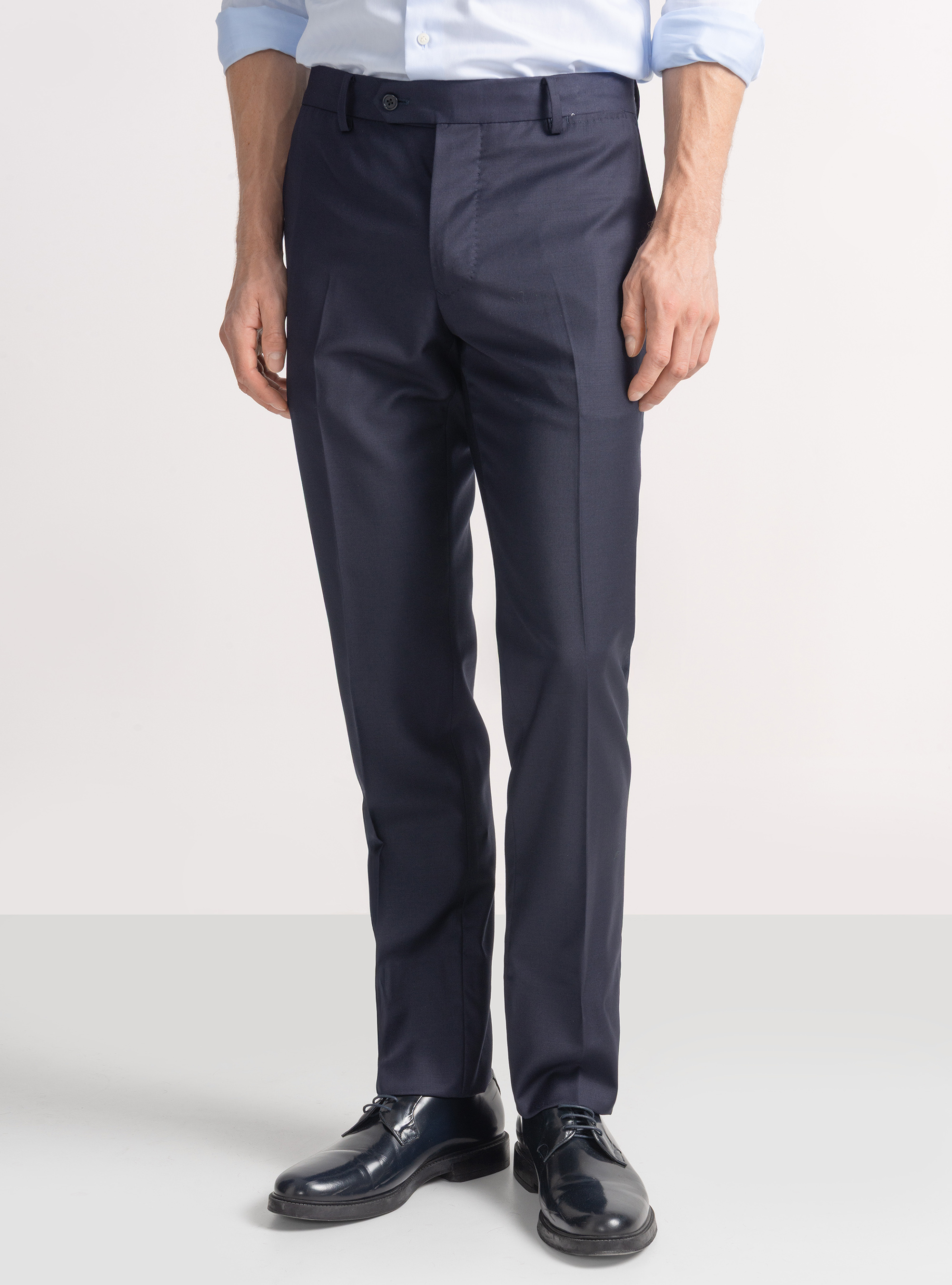 Pantaloni per abito in pura lana superfine 120's, BLU NAVY