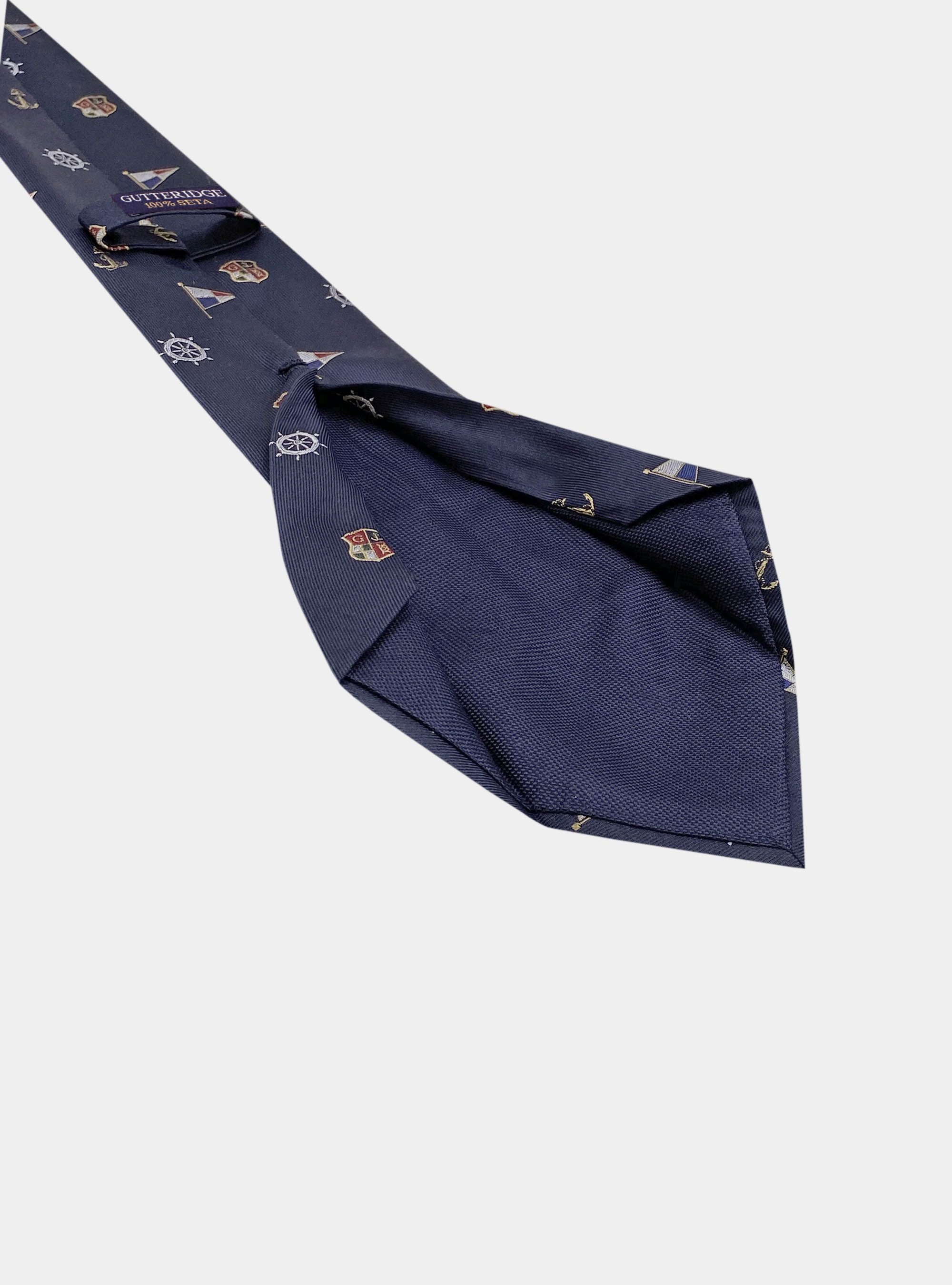 Cravatta in seta fantasia marina, BLU NAVY