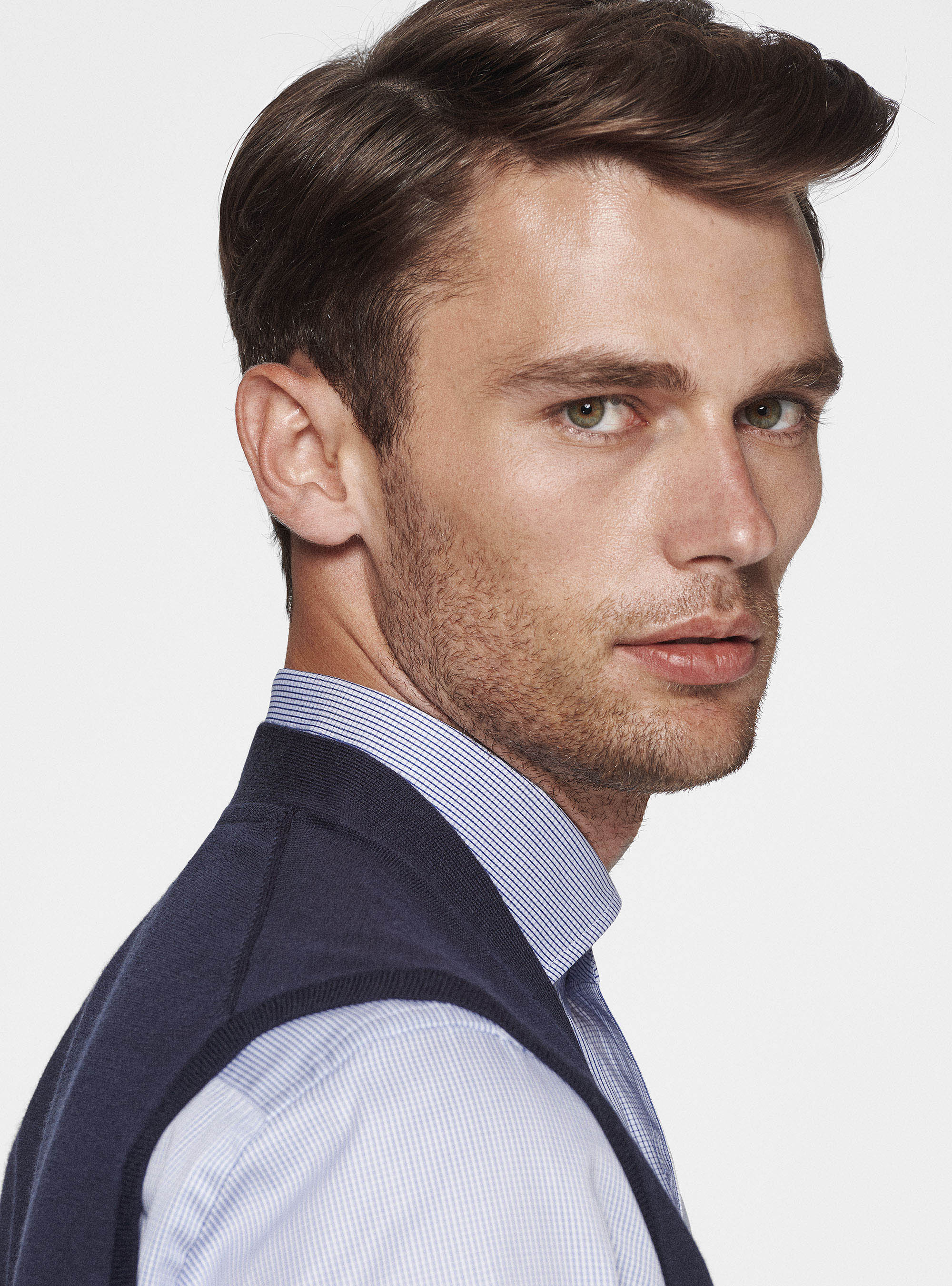 Gilet in maglia in pura lana merino extrafine, BLU NAVY