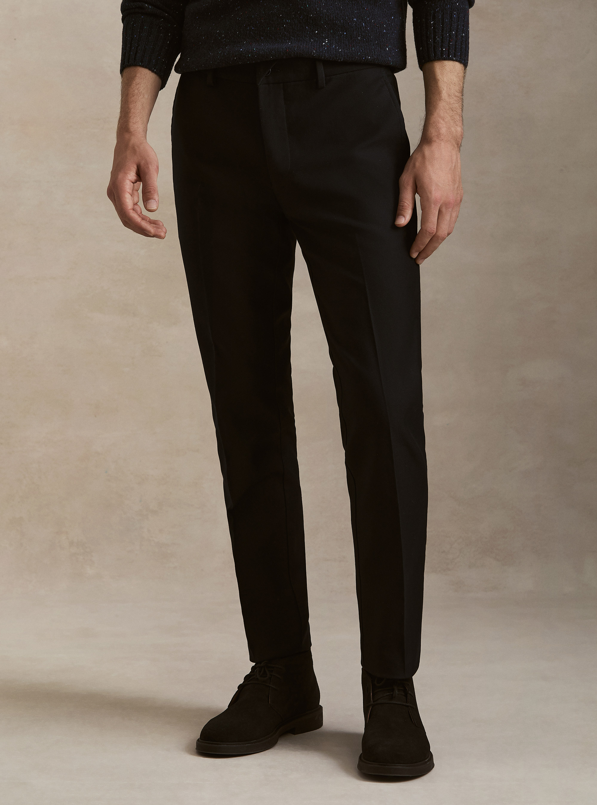 Pantaloni chino in cotone armaturato, BLU NAVY