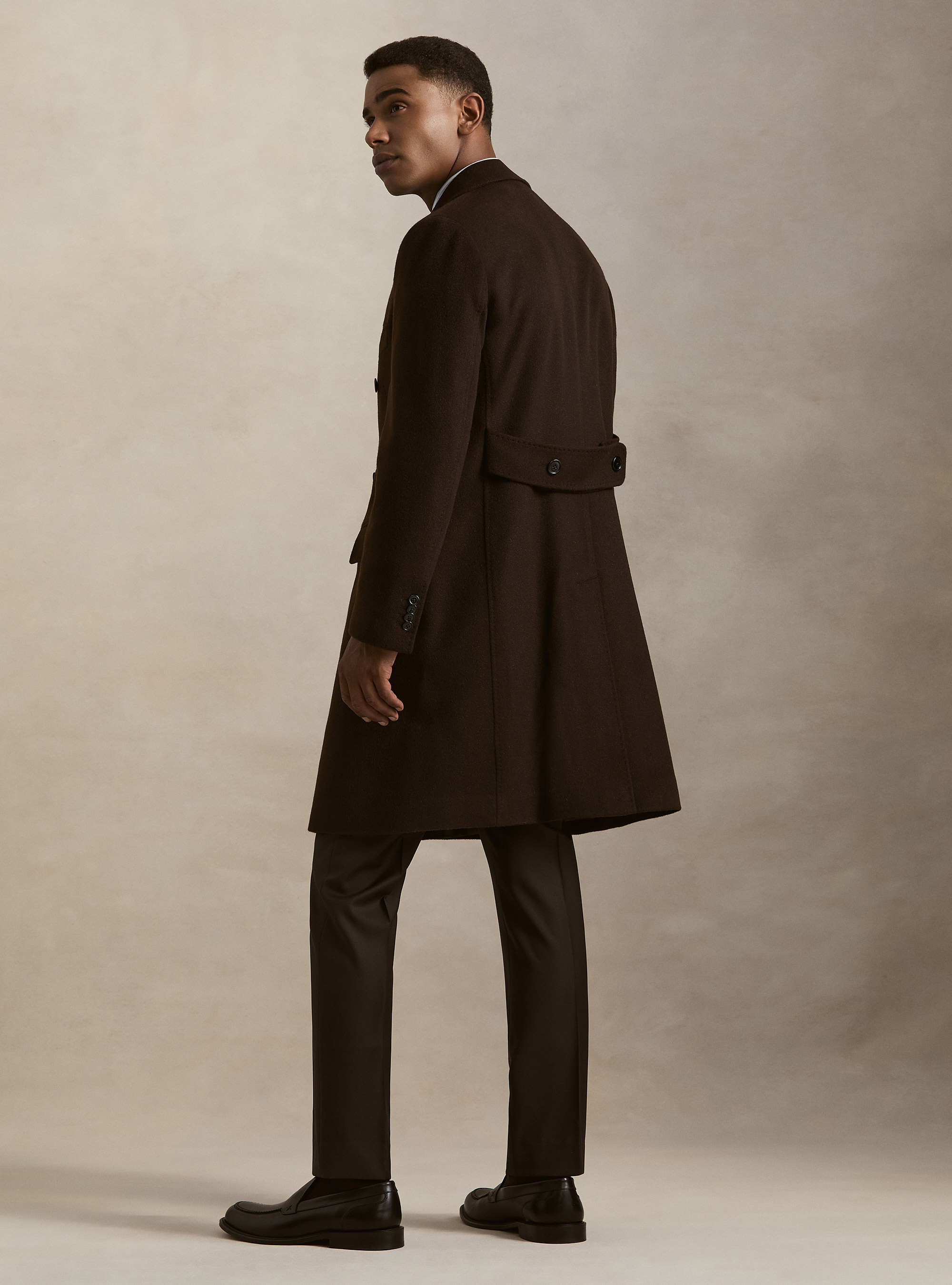 Double-breasted cashmere coat, BROWN