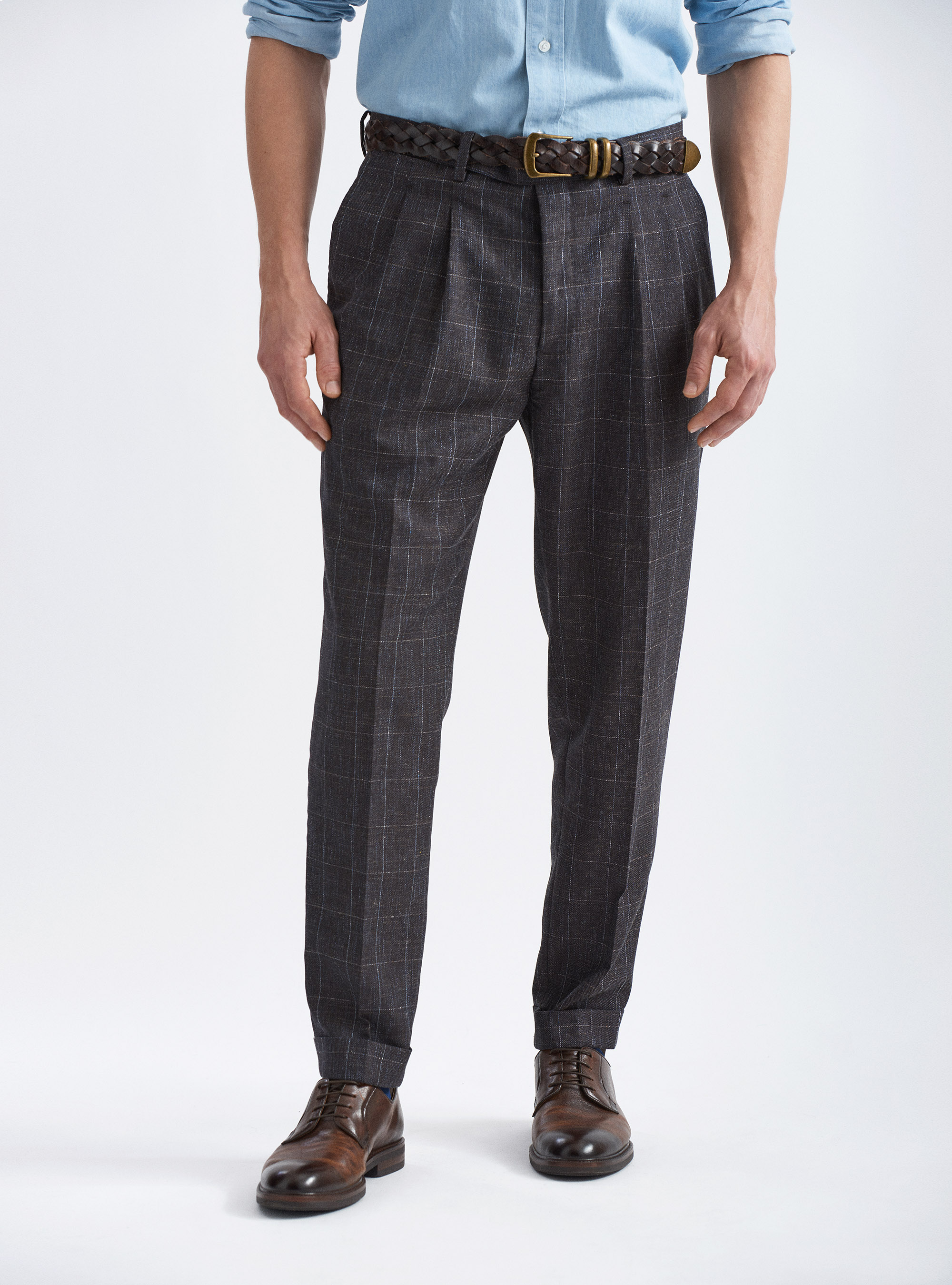 Pantaloni per abito a quadri in misto lana Marlane