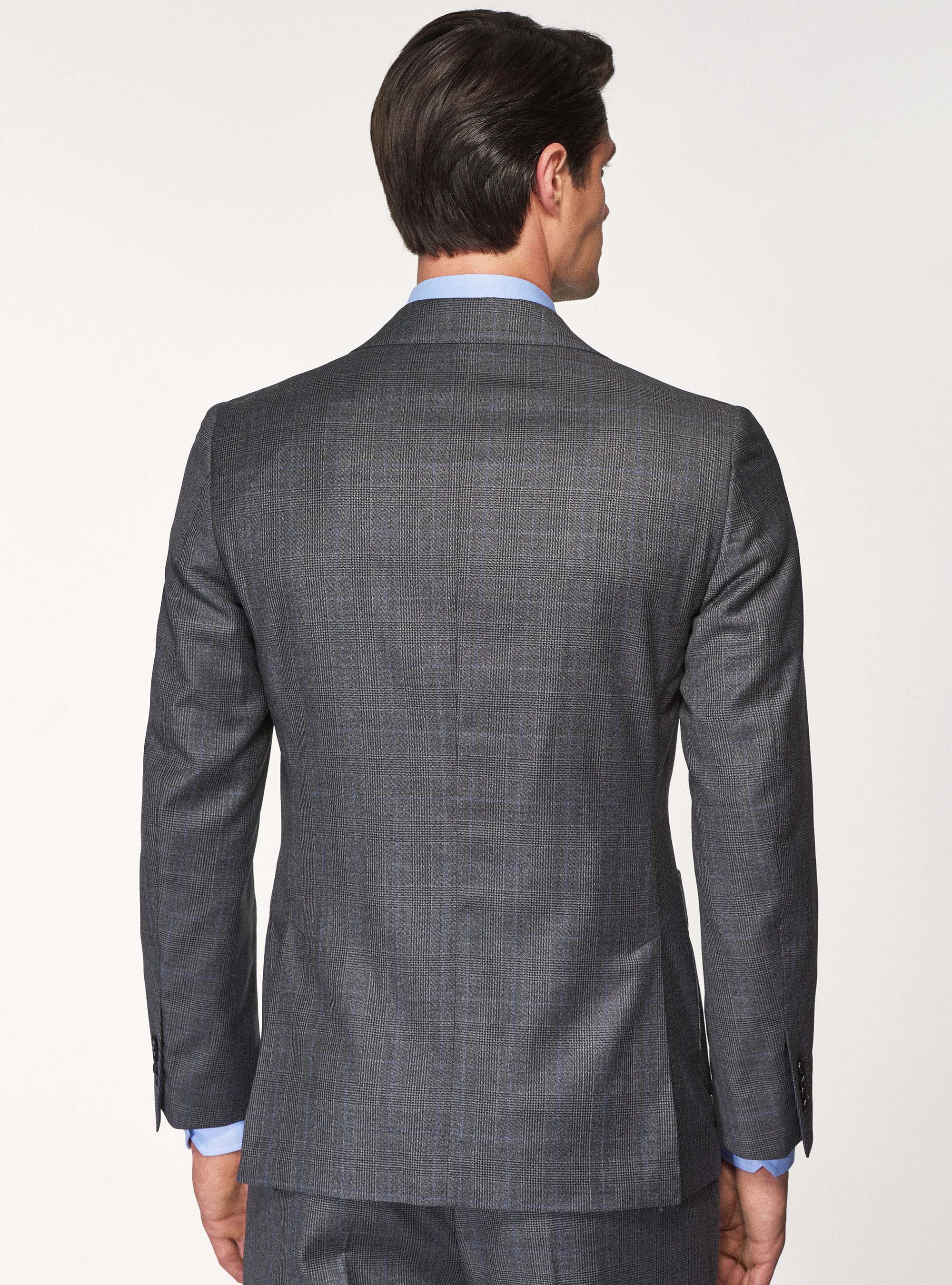 Prince of Wales suit blazer in pure superfine wool 110's Vitale Barberis Canonico, ASPHALT GREY