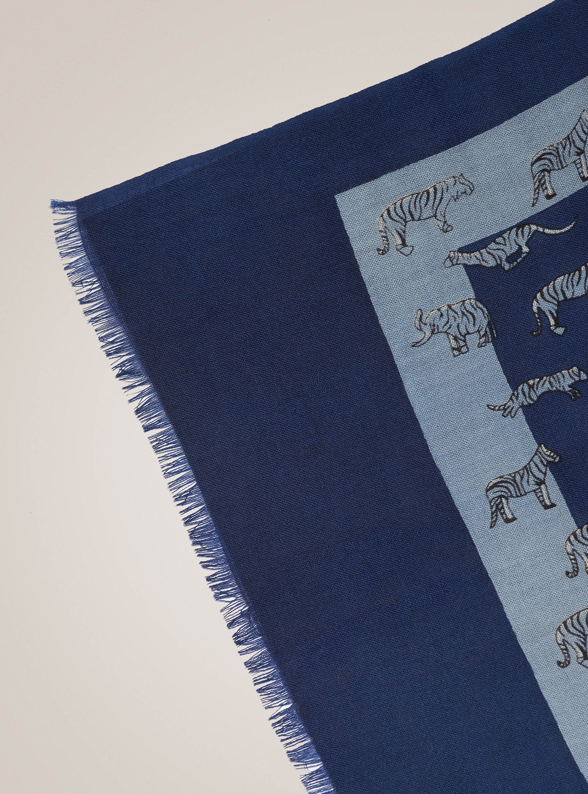 Sciarpa 100% lana a fantasia, BLU NAVY