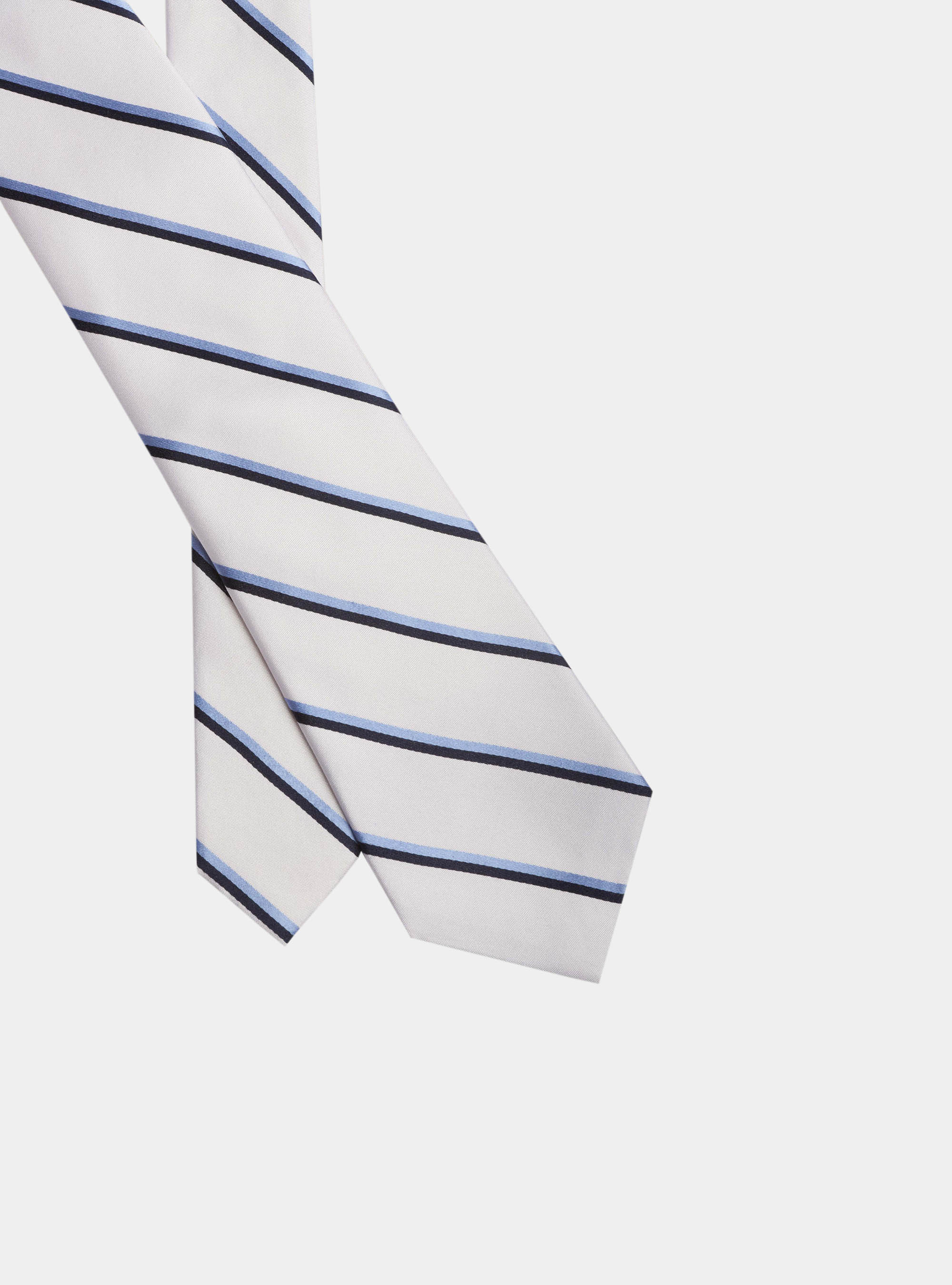 Cravatta a righe in seta, BIANCO