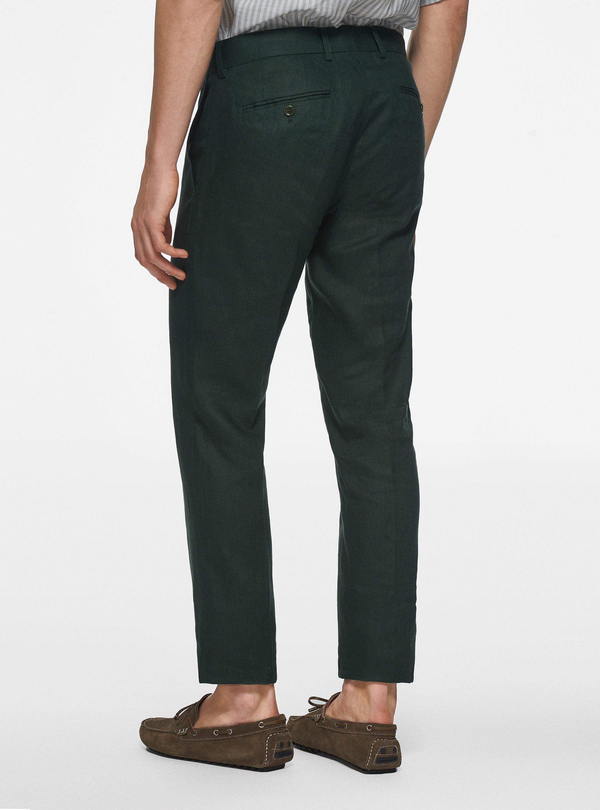 Pantaloni in puro lino, VERDE