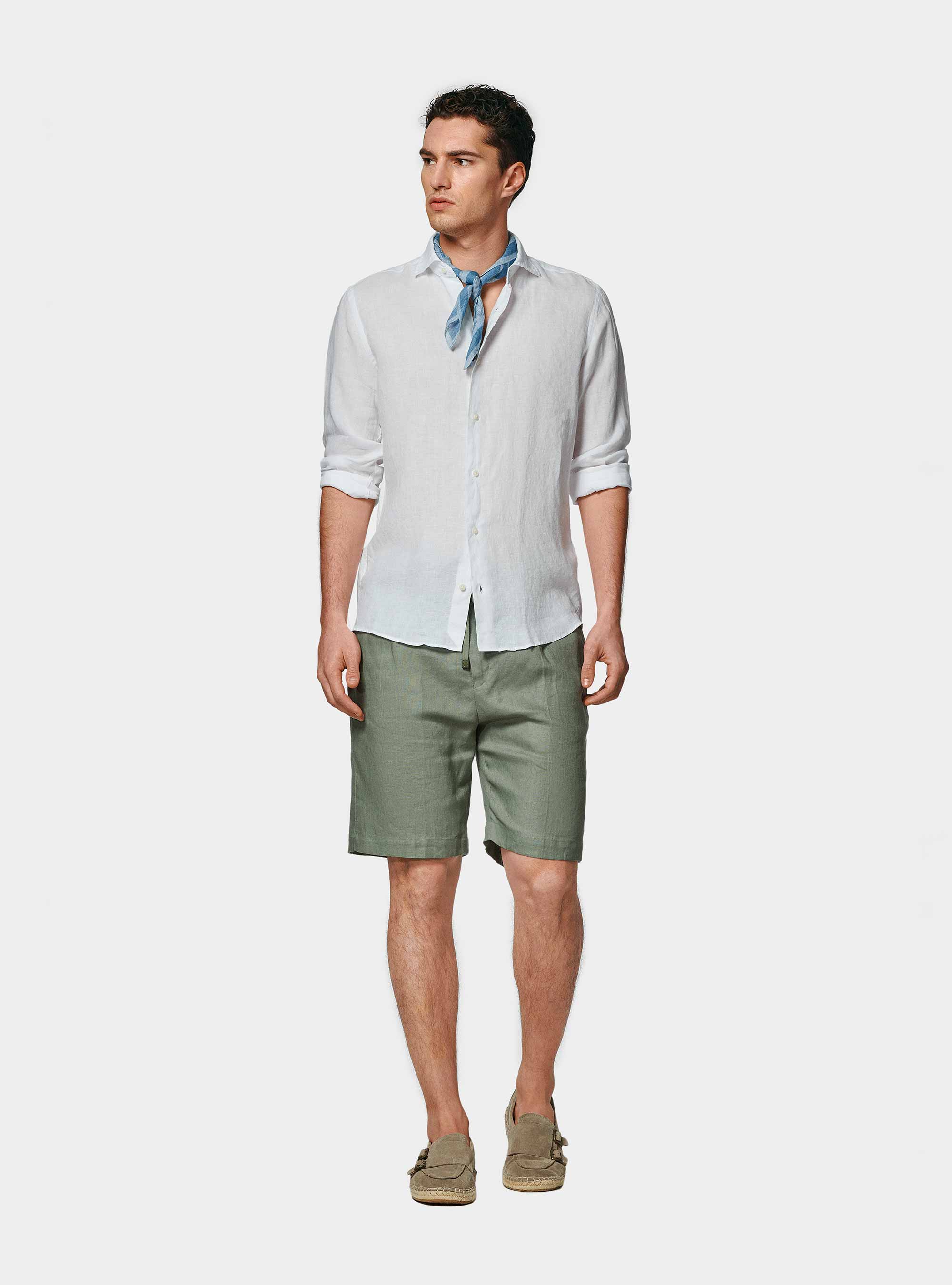 Camicia in puro lino, BIANCO