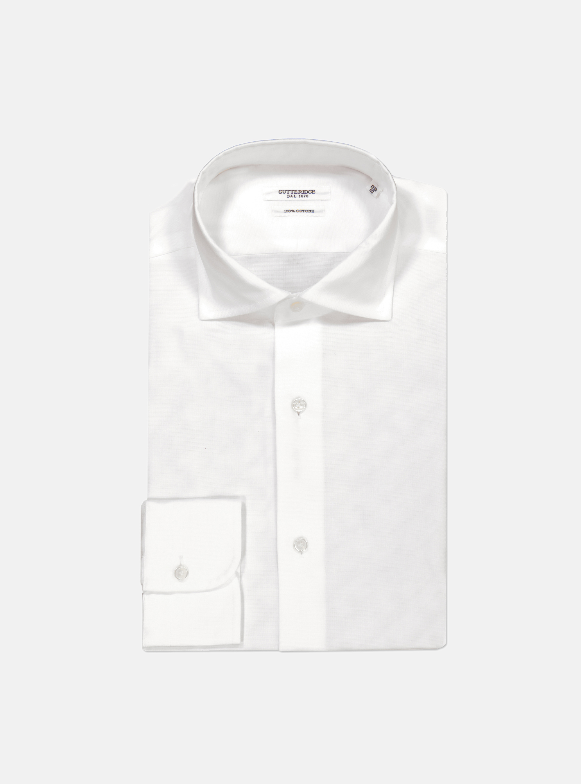 Camicia oxford con collo semiaperto, BIANCO