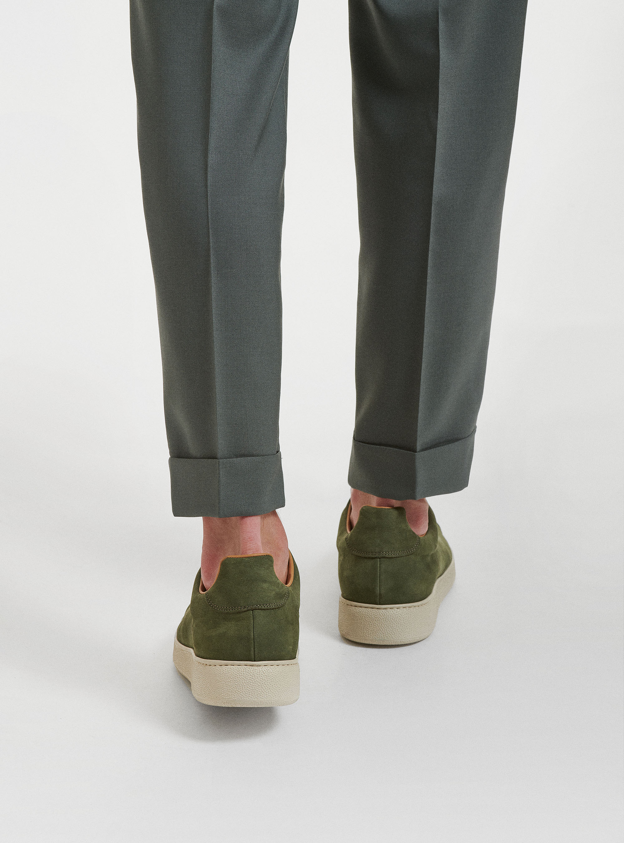 Pantaloni con pince in pura lana Vitale Barberis Canonico, SALVIA 0602C