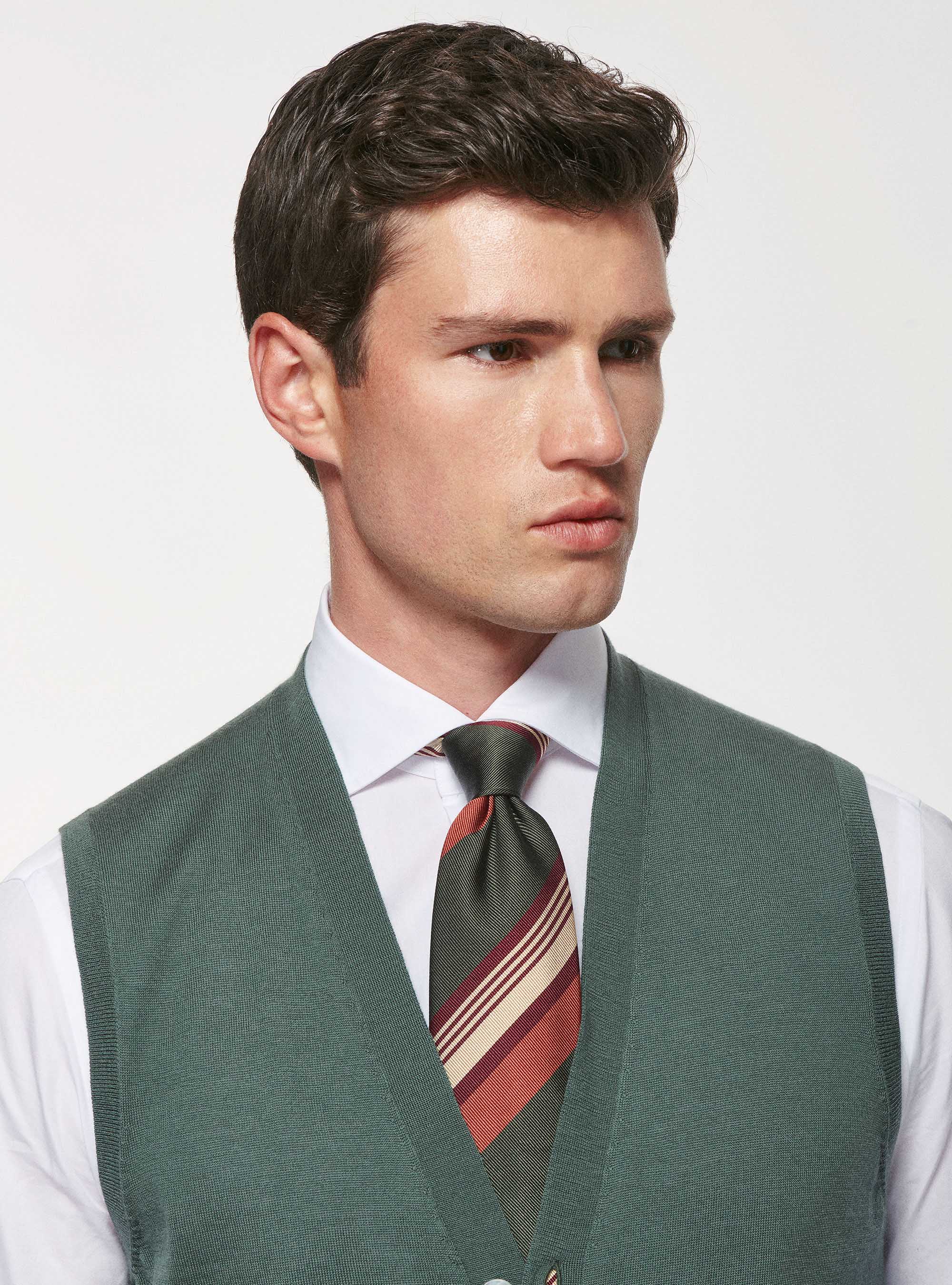 Gilet in maglia in pura lana merino, MILITARE 0609C