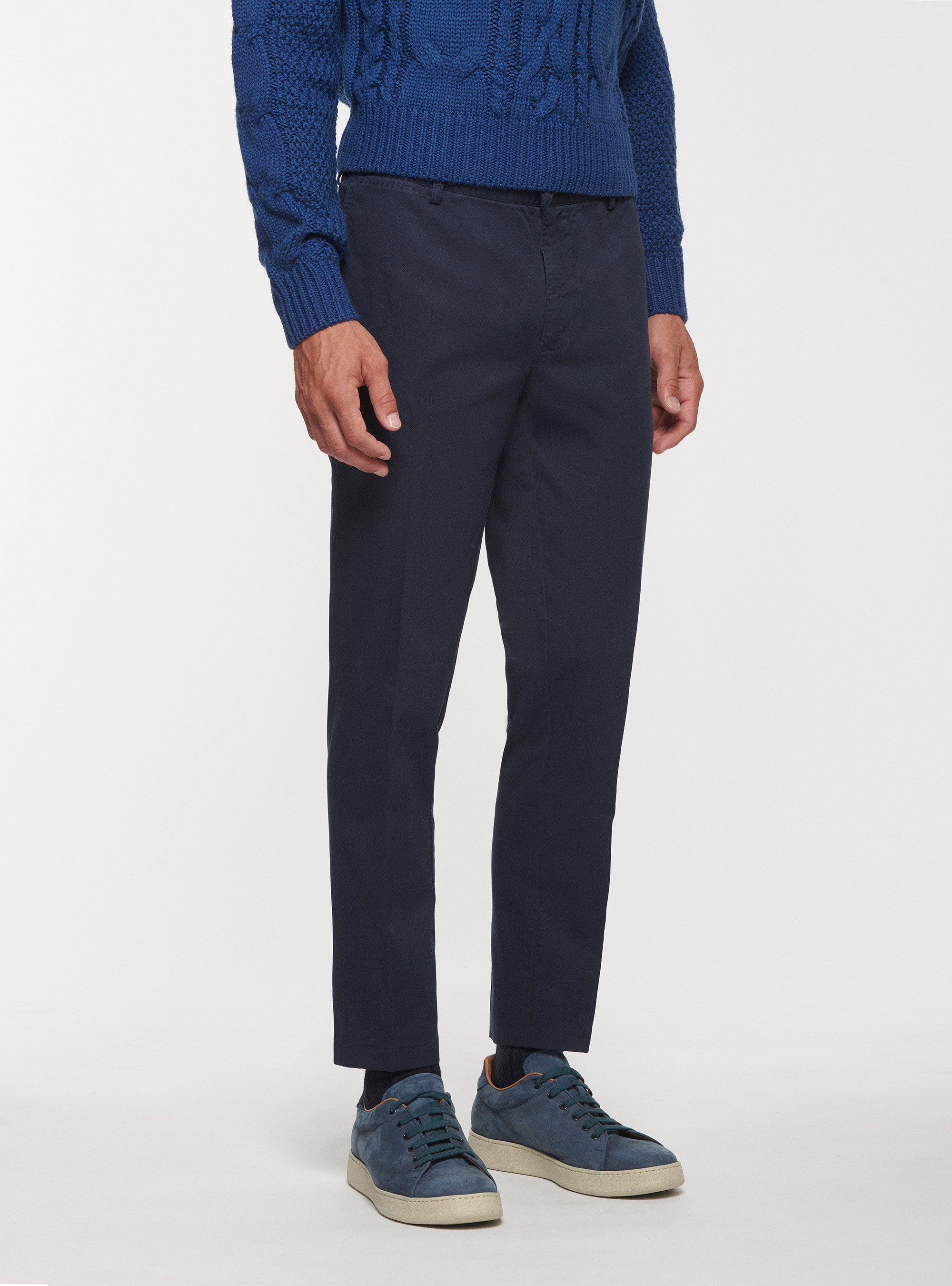 Pantaloni in twill stretch, BLU NAVY