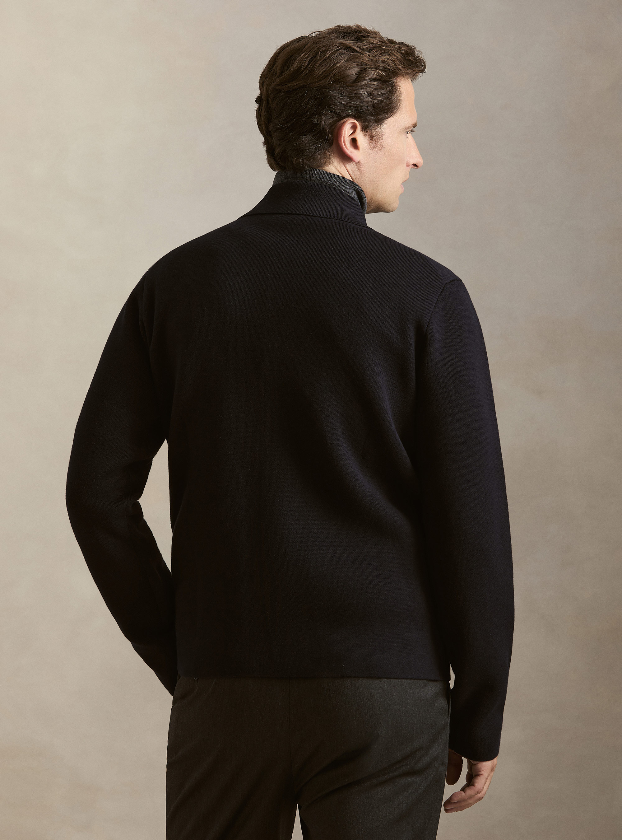 Chaqueta bomber de punto en mezcla de algod&oacute;n, NAVY 0218C