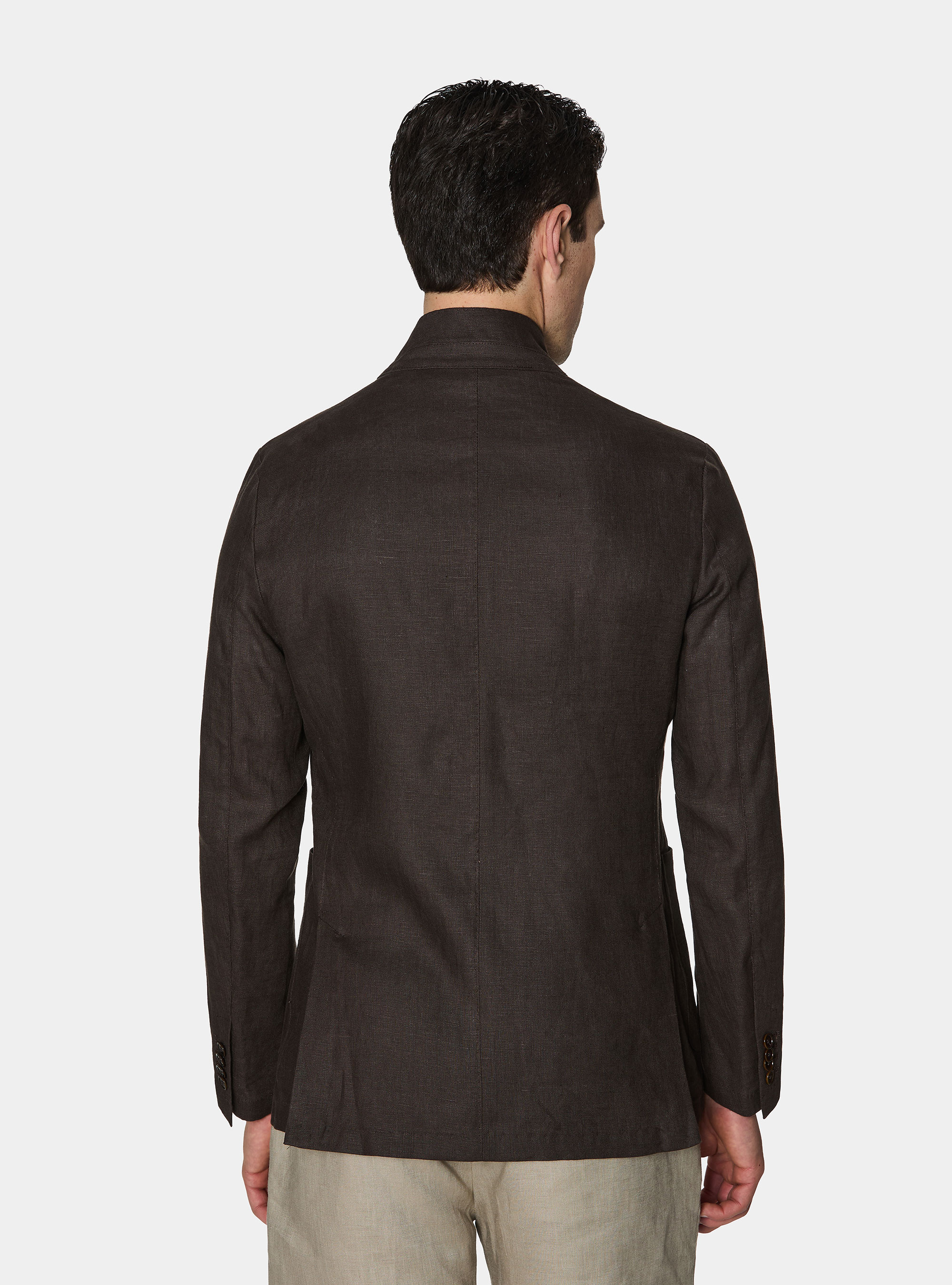 Korean blazer in pure linen, BROWN