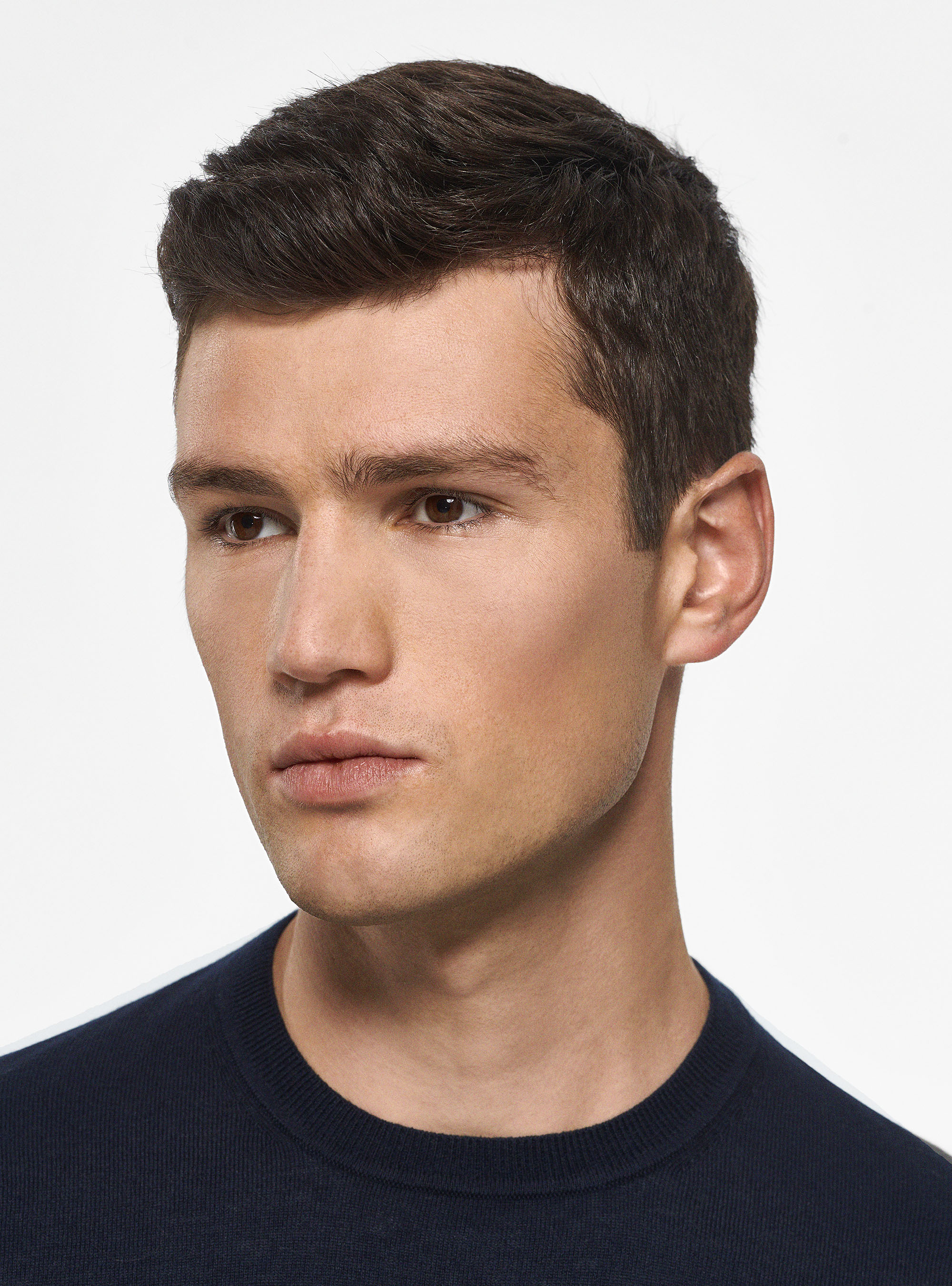 Maglia girocollo in cotone seta e cashmere, BLU NAVY
