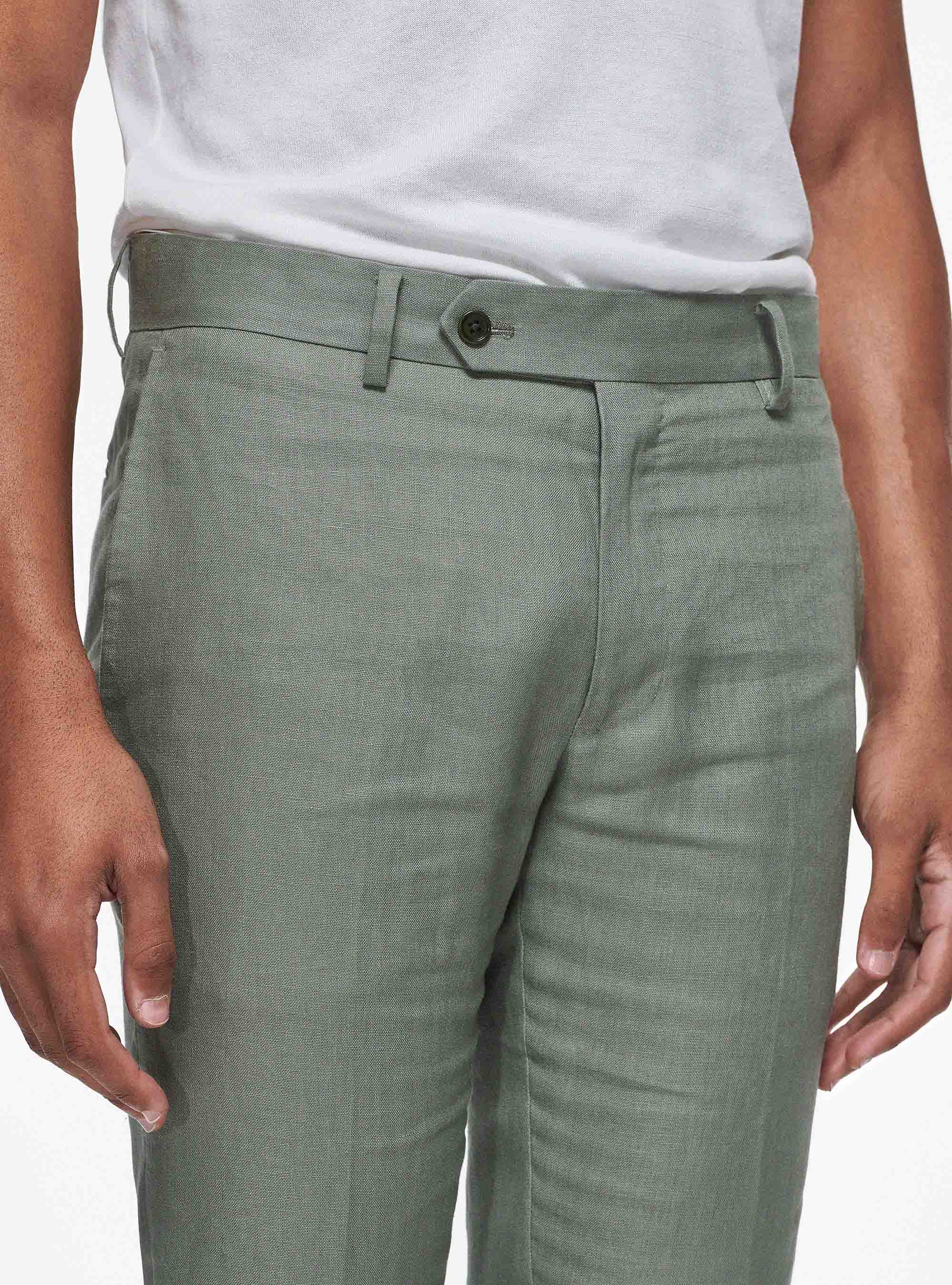 Pure linen trousers, SALVIA 0602C