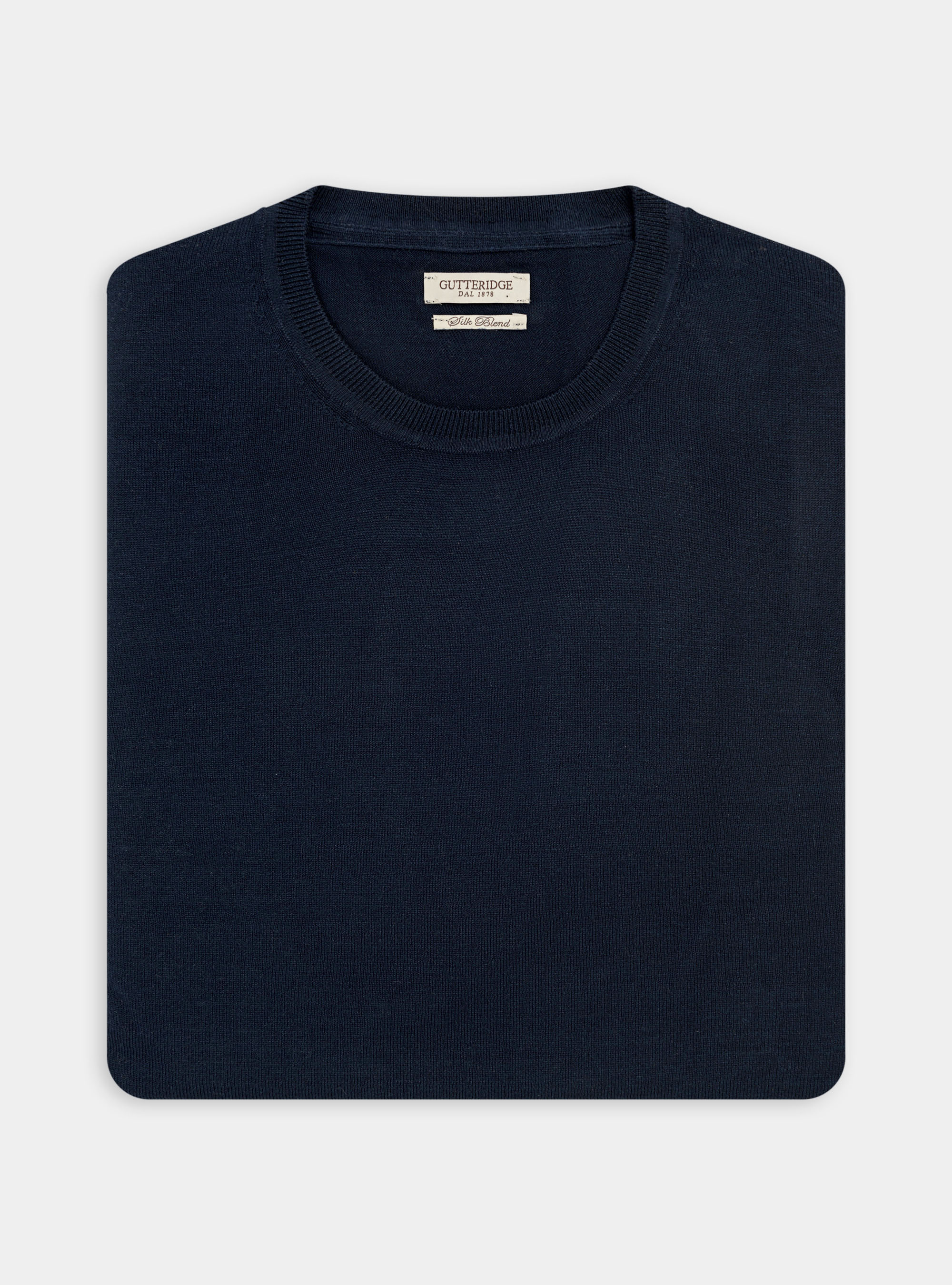 Maglia girocollo in seta e cotone, BLU NAVY