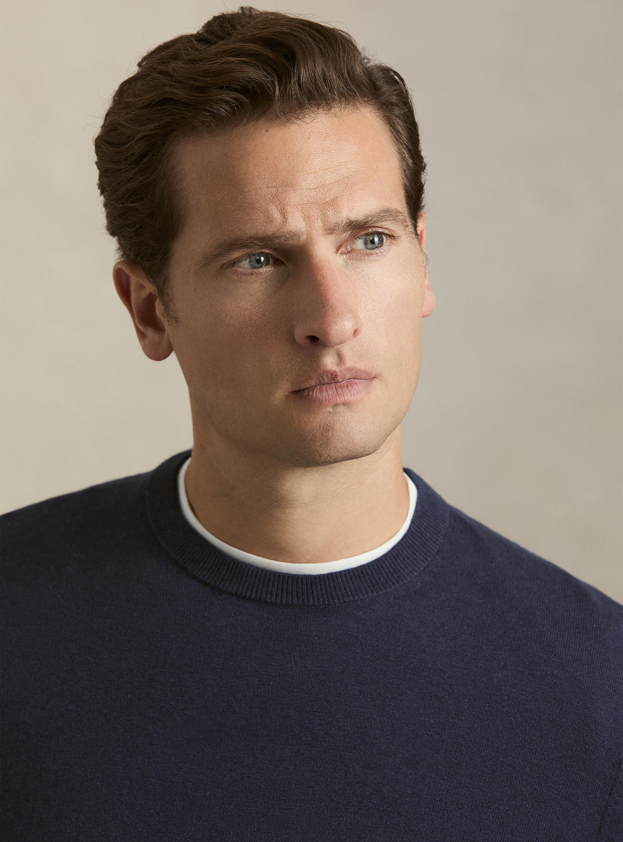 Maglia girocollo in cotone seta e cashmere, INCHIOSTRO