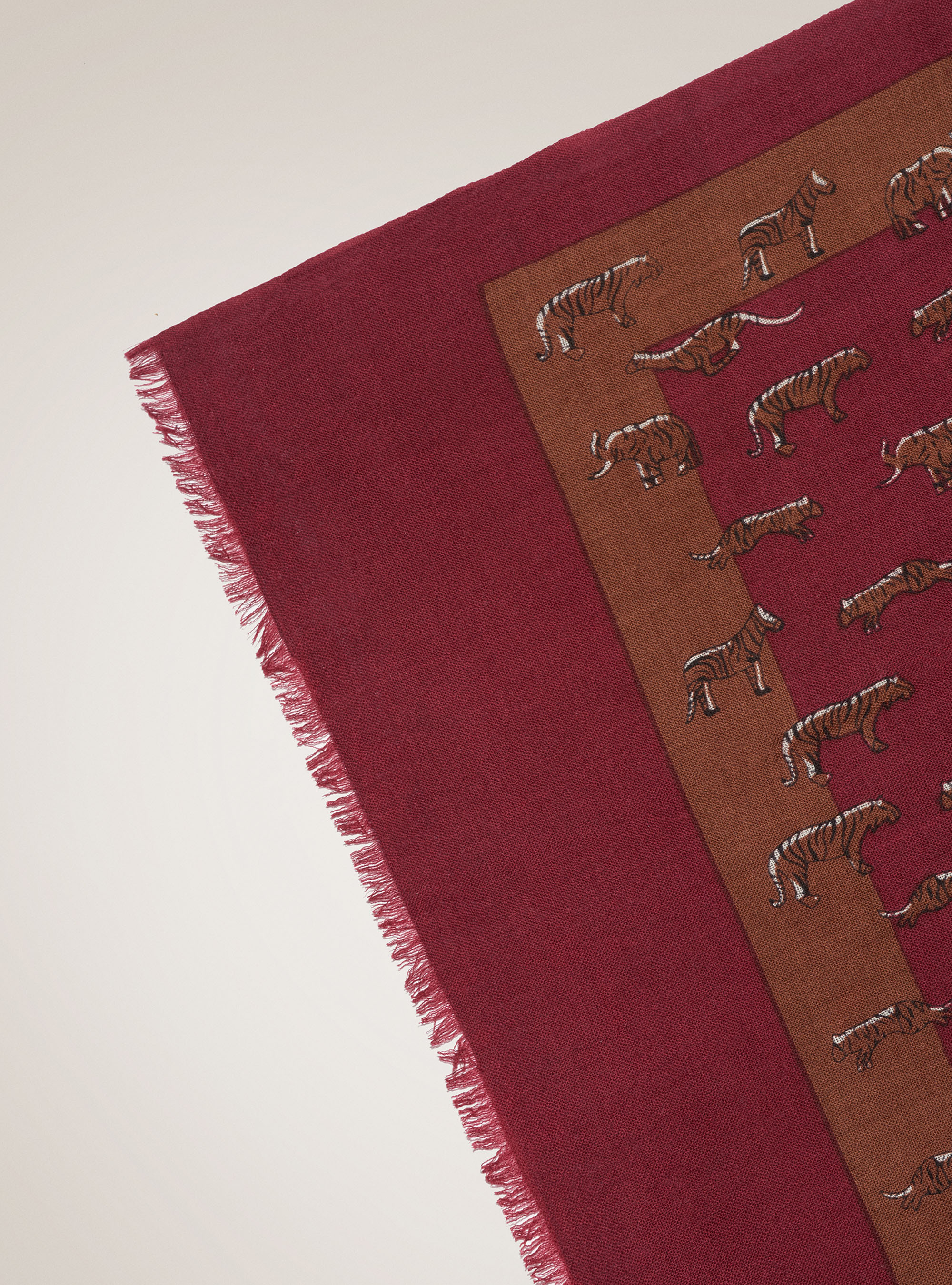 Sciarpa 100% lana a fantasia, BORDEAUX