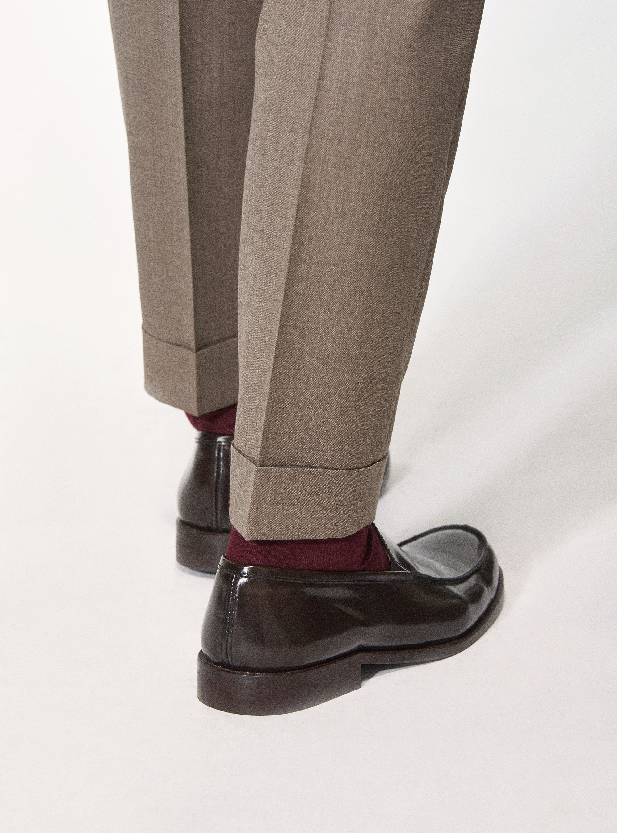 Pantaloni doppia pince in pura lana superfine 120's, SABBIA