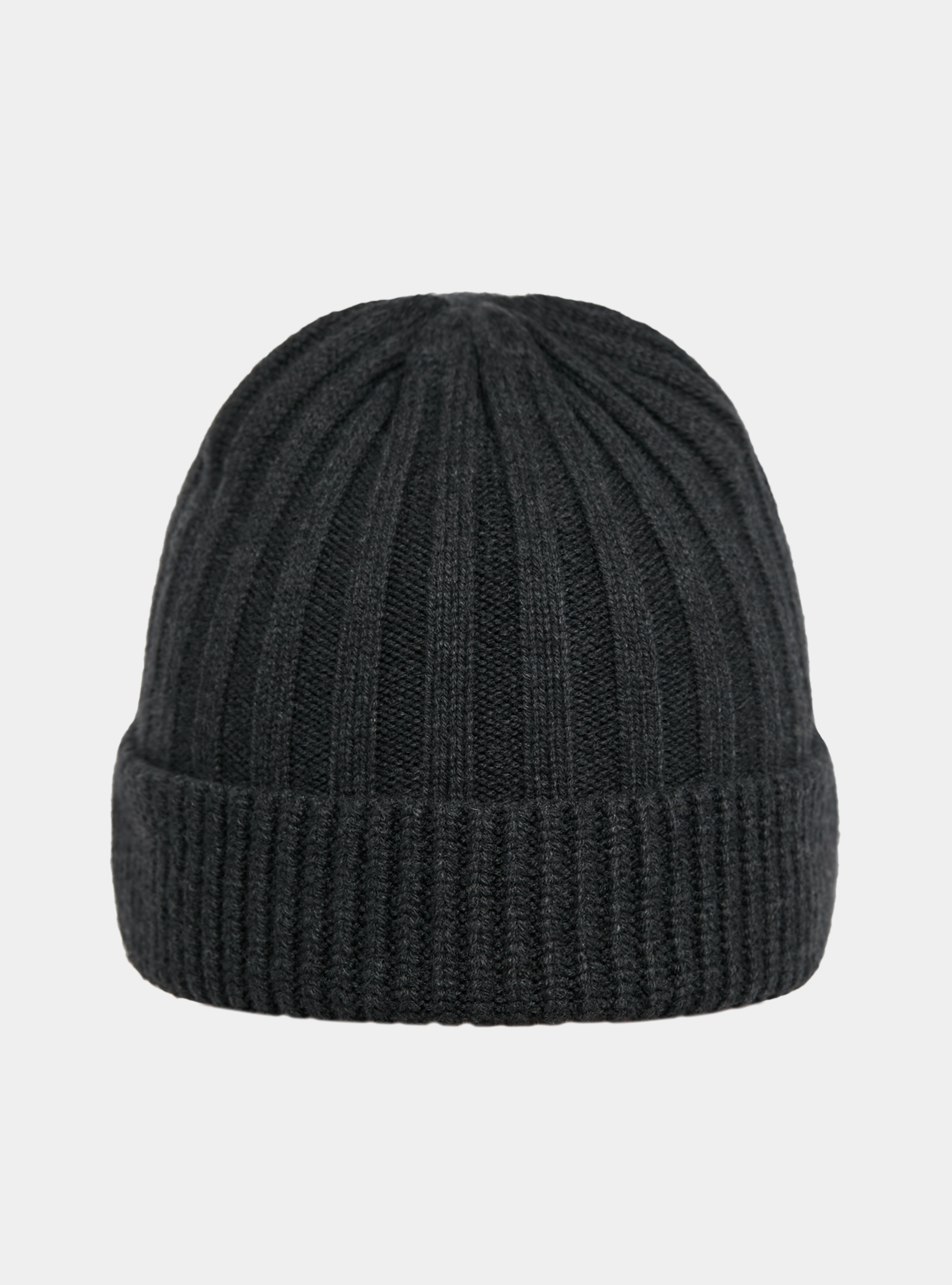 English rib cashmere blend beanie, ASPHALT GREY