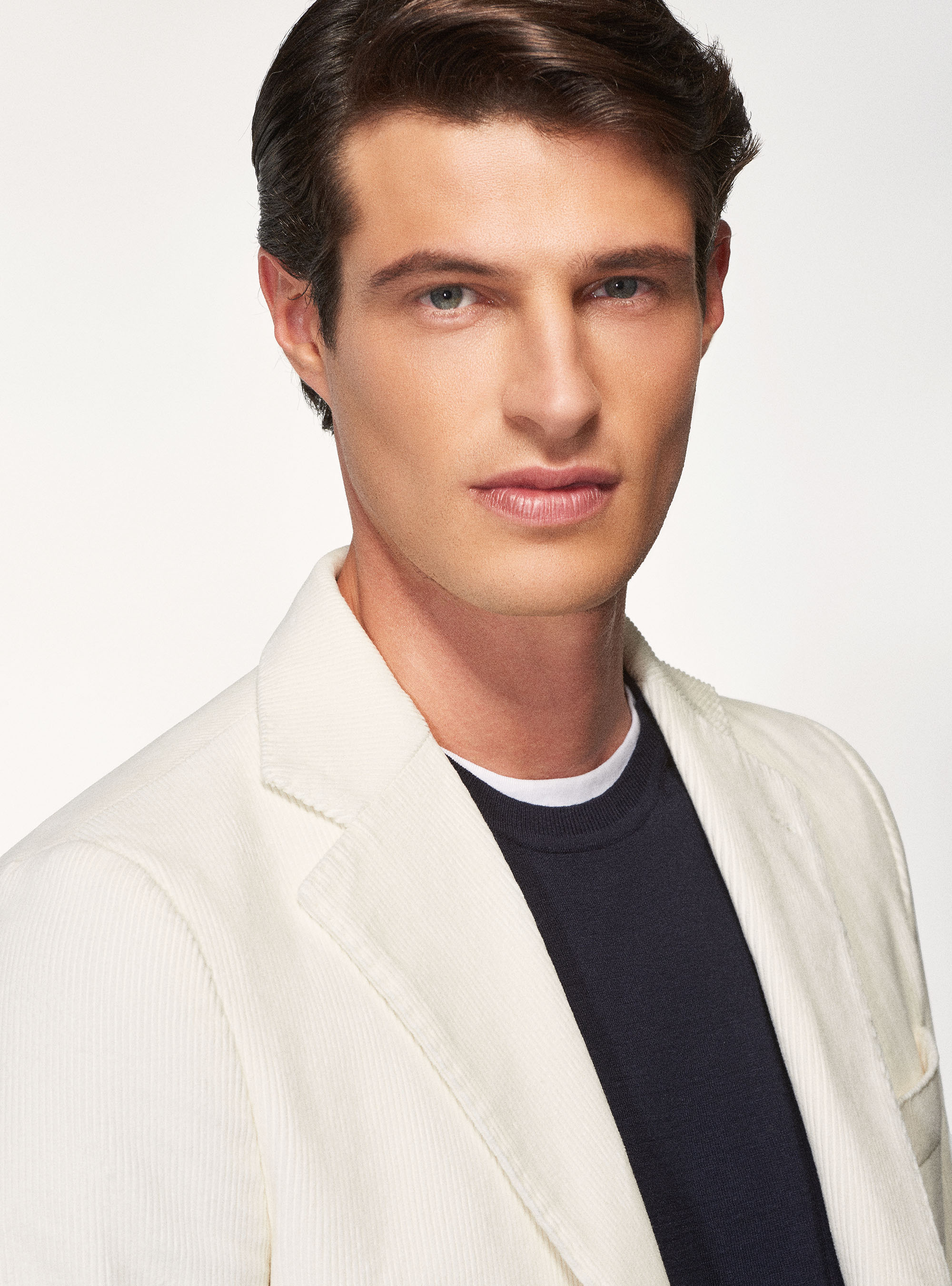 Giacca in velluto a coste di cotone, PANNA