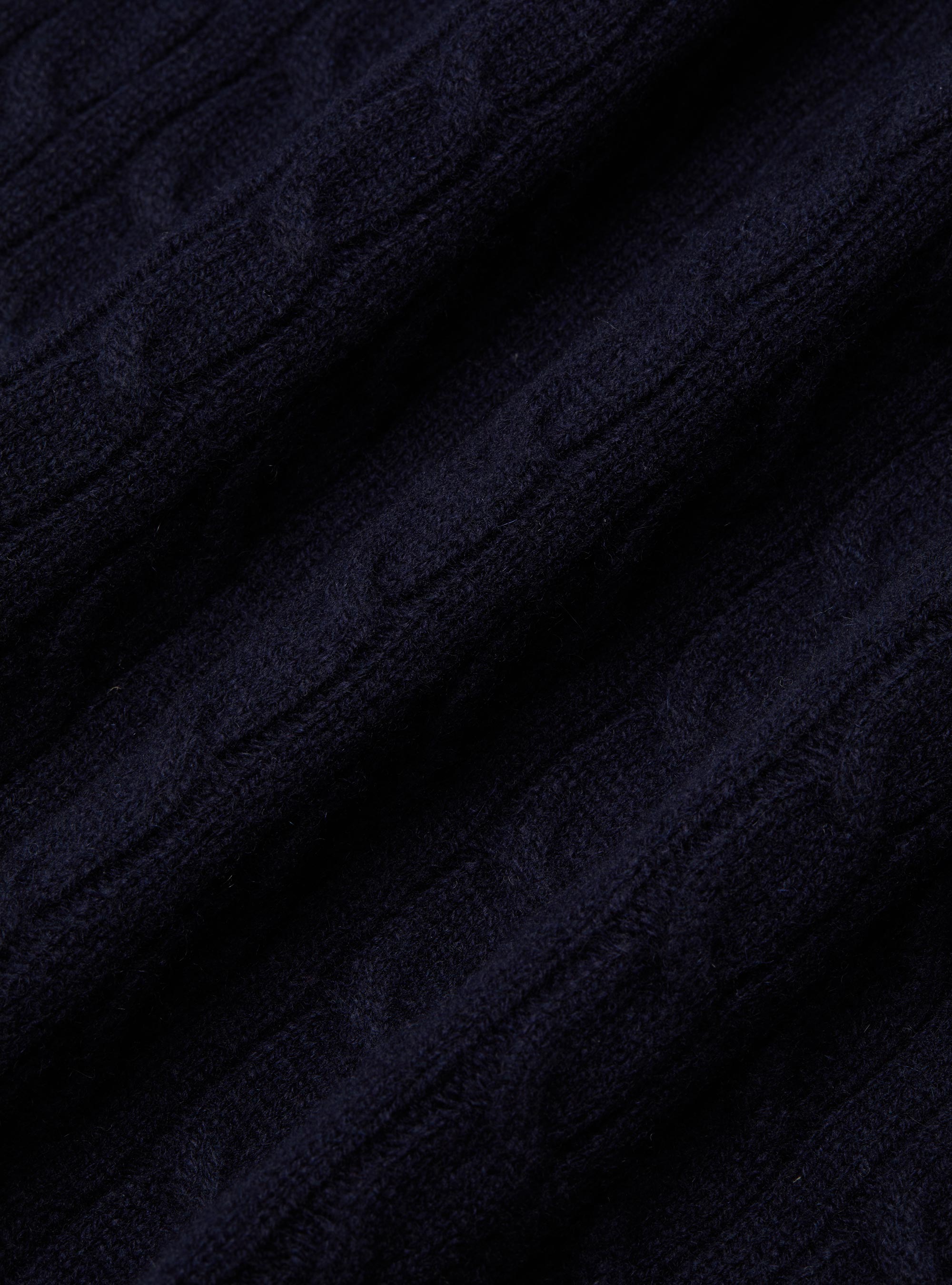 Maglia girocollo con treccia in lana e cashmere, BLU NAVY