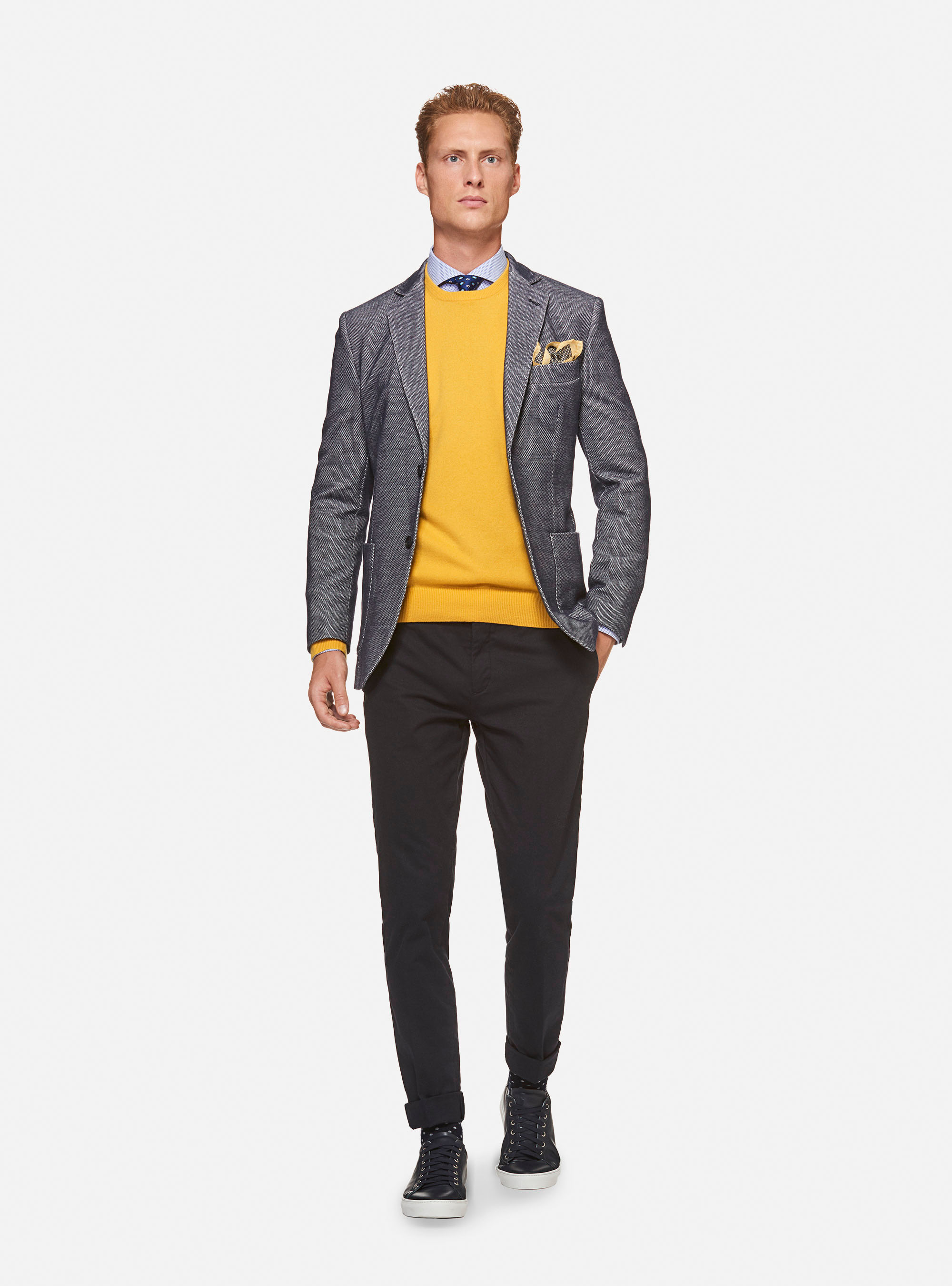 Wool jersey blazer, BLUE