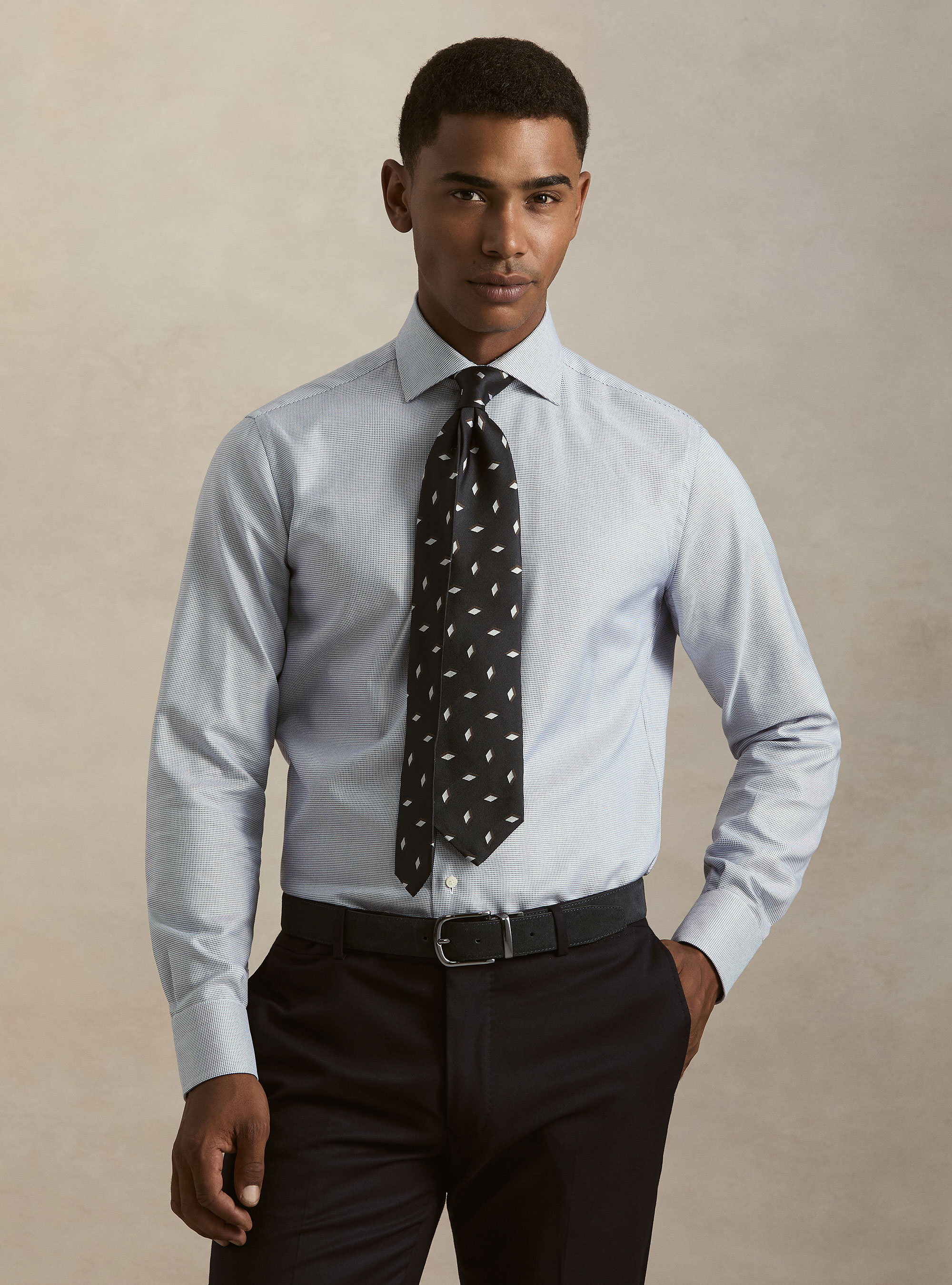 Camicia in cotone operato, BLU