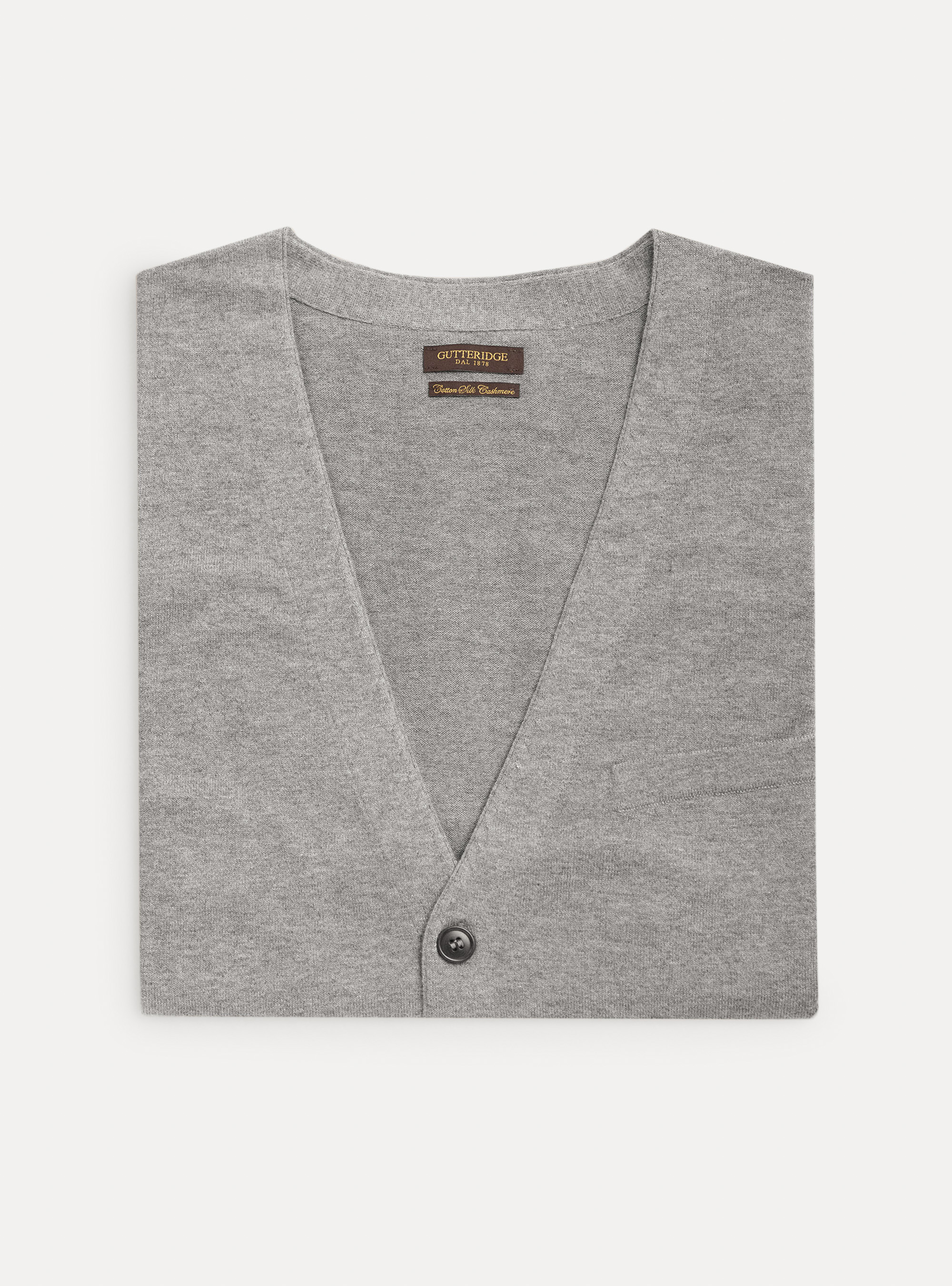 Gilet di maglia in cotone seta e cashmere, GRIGIO CHIARO MELANGE