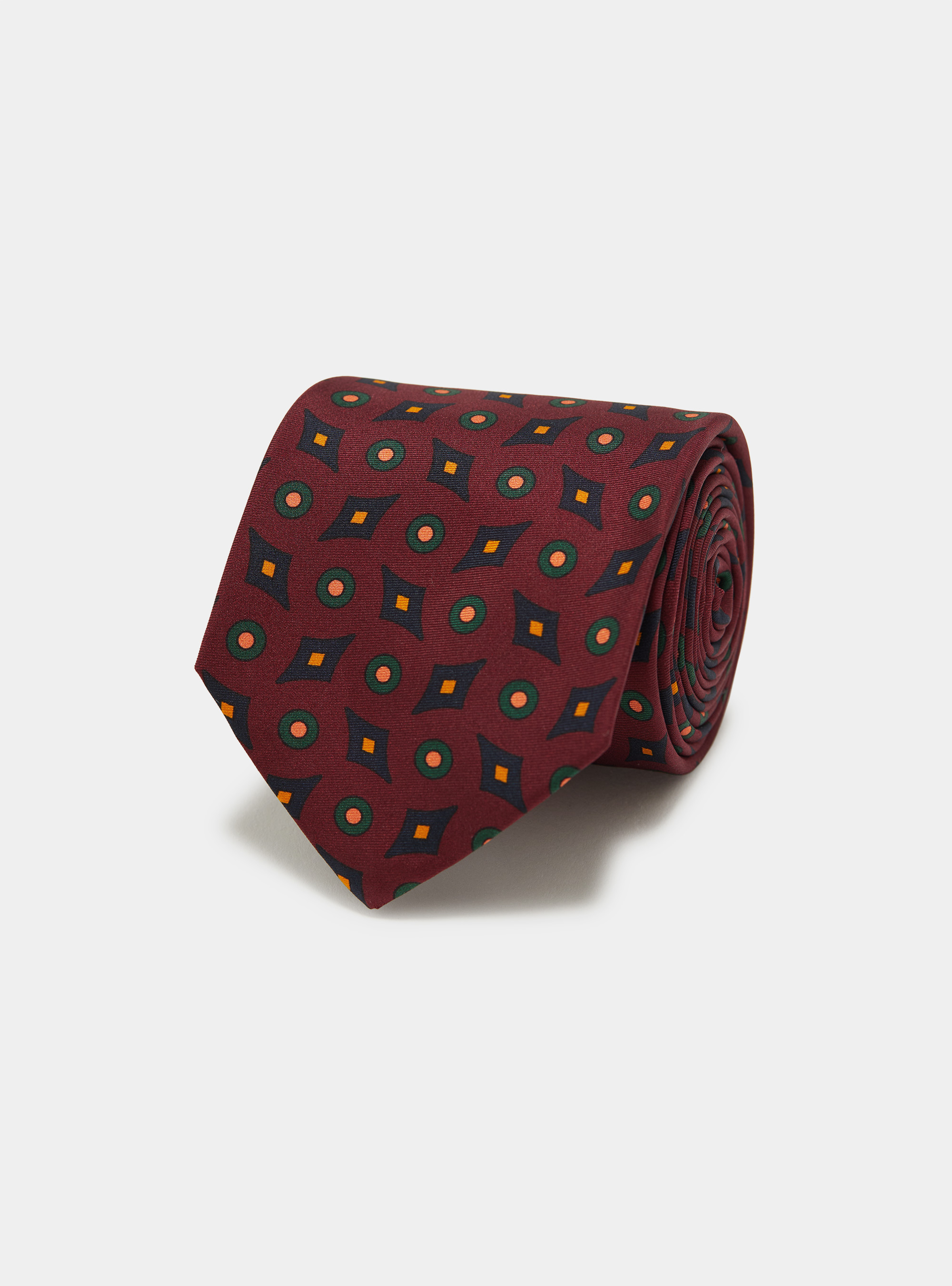Patterned silk tie, BORDEAUX
