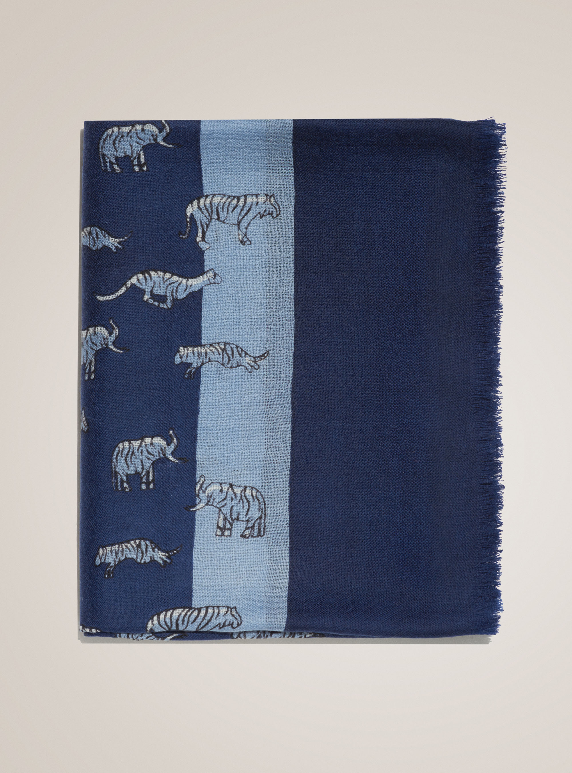 Sciarpa 100% lana a fantasia, BLU NAVY