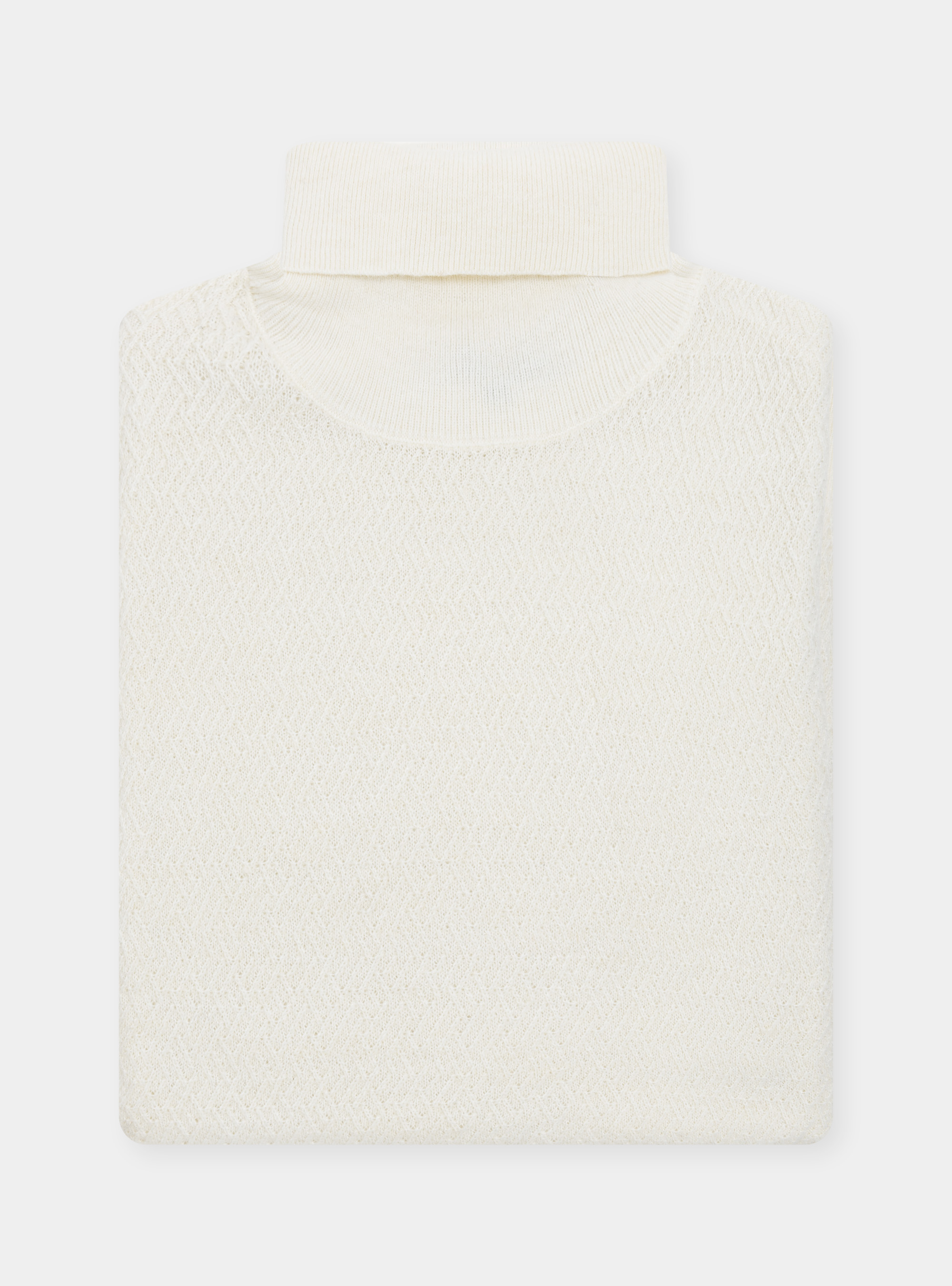 Cuello alto de mezcla de lana texturizada, BLANCO