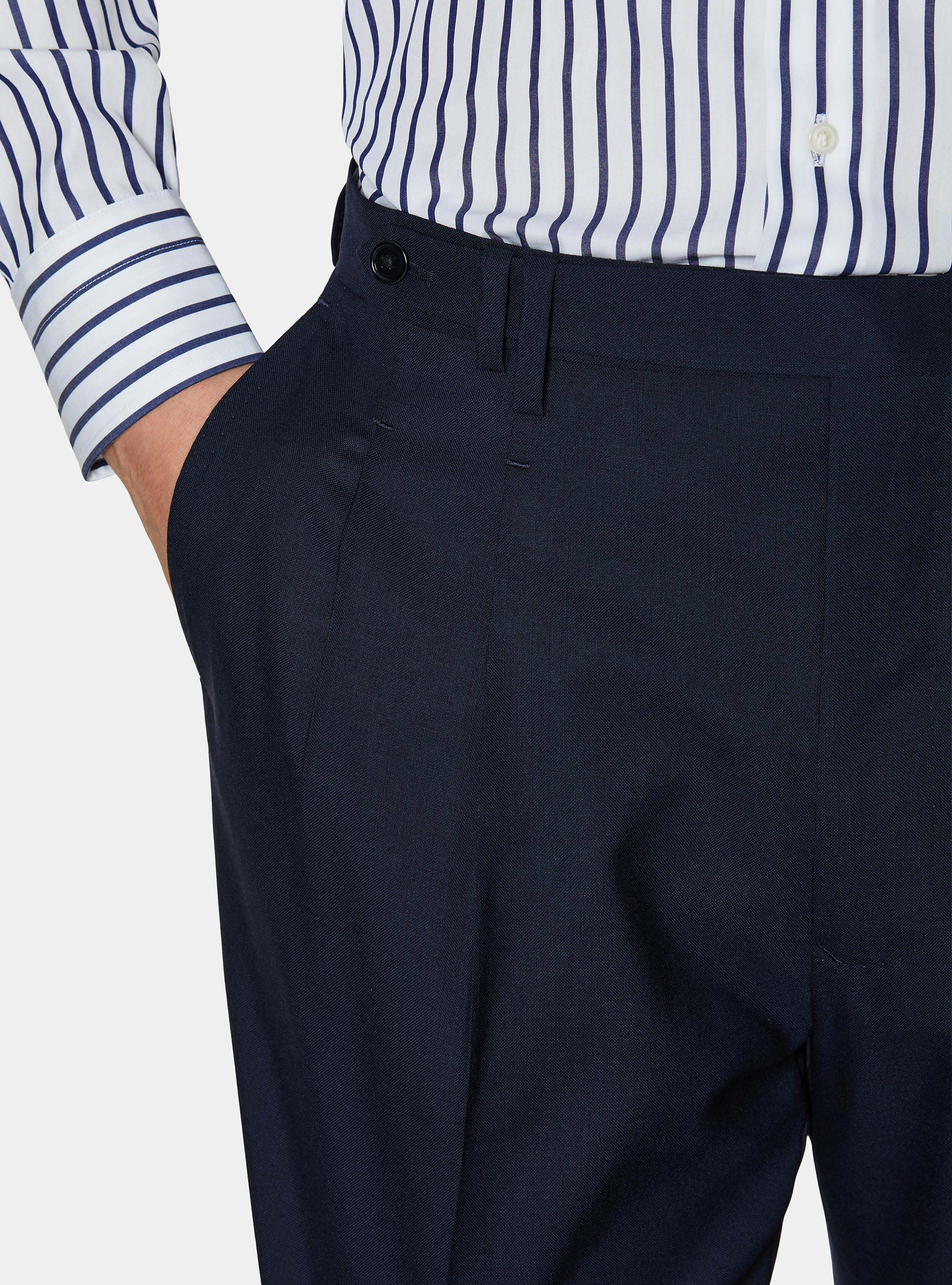 Vitale Barberis Canonico pure wool double pleat trousers, MULTICOLOR