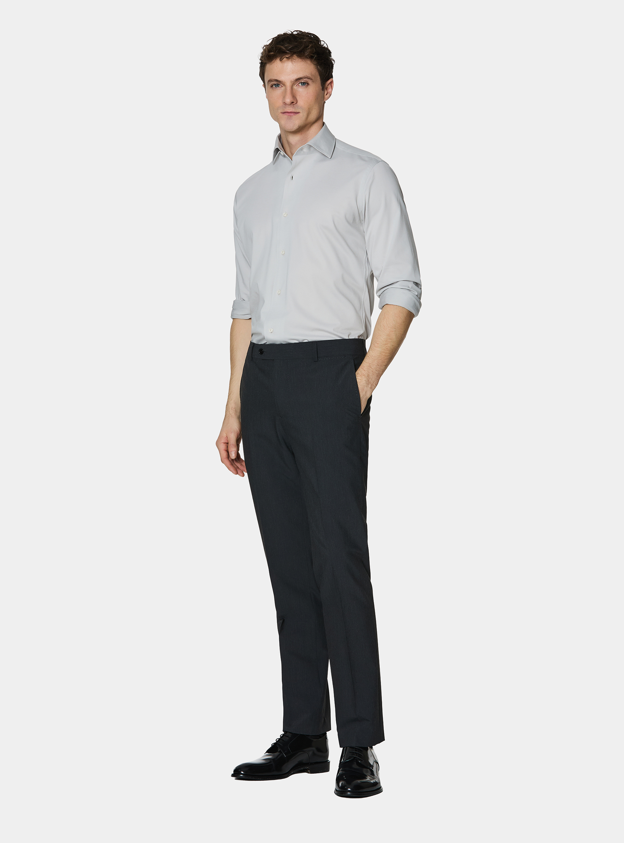Slim-fit suit trousers, ASPHALT GREY