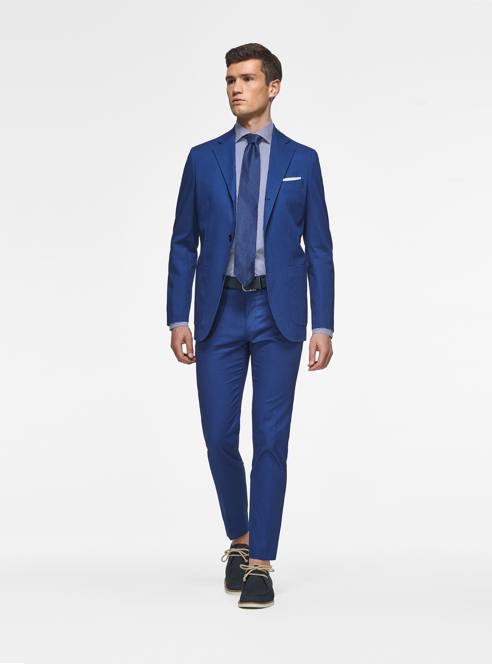 Blue suit in pure cotton, 