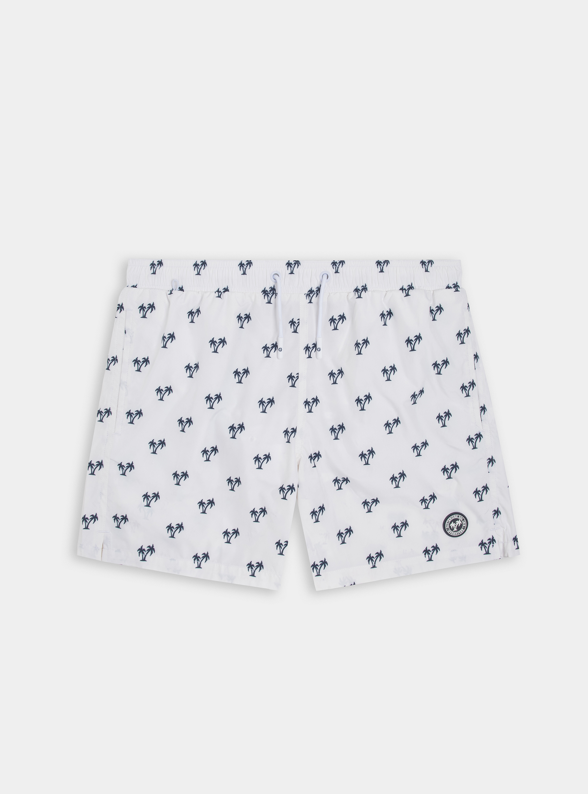 Palm-patterned swimwear, WHITE