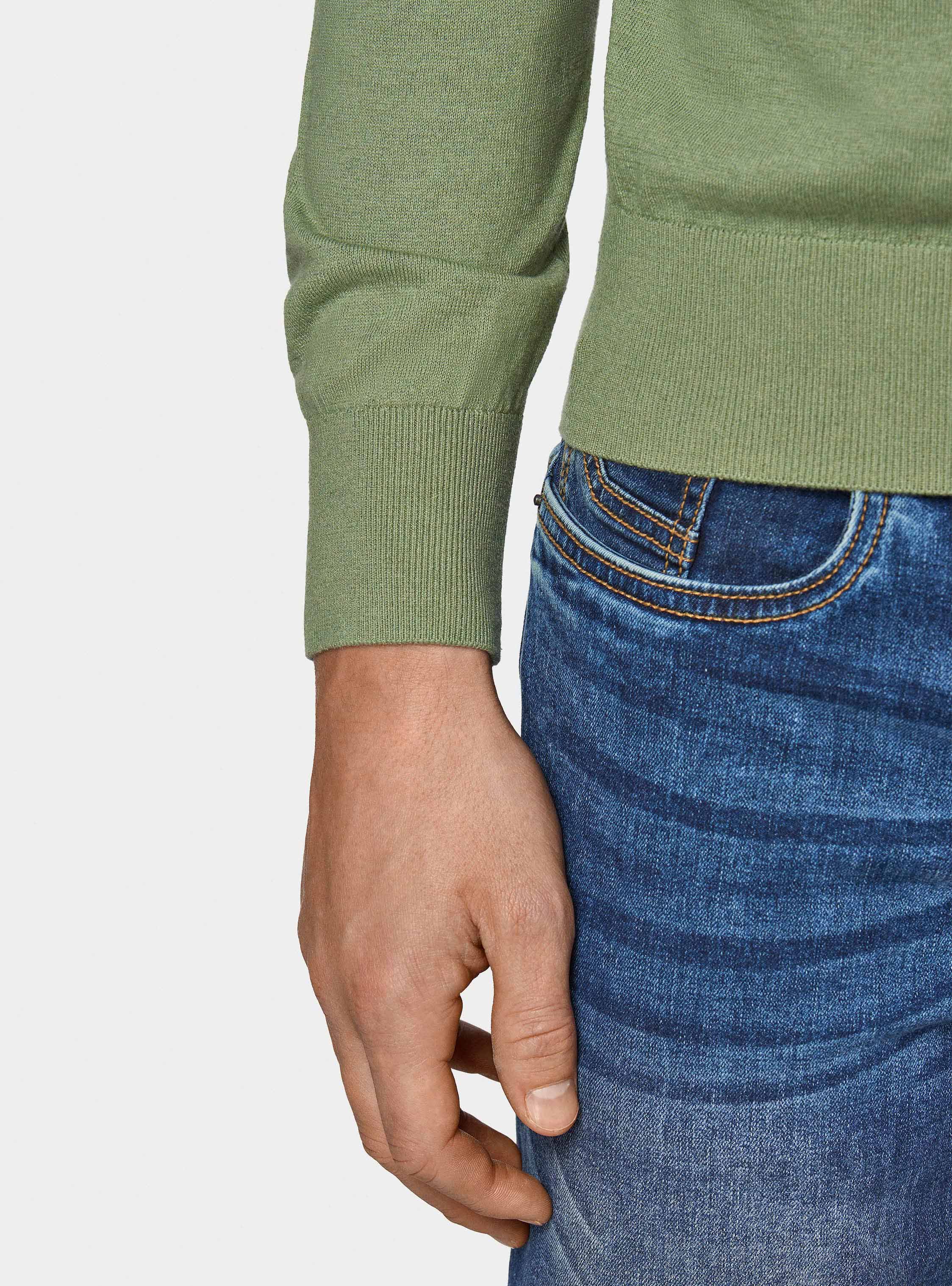 Pullover mit Rundhalsausschnitt aus Baumwolle, Seide und Kaschmir, SALVIA 0602C