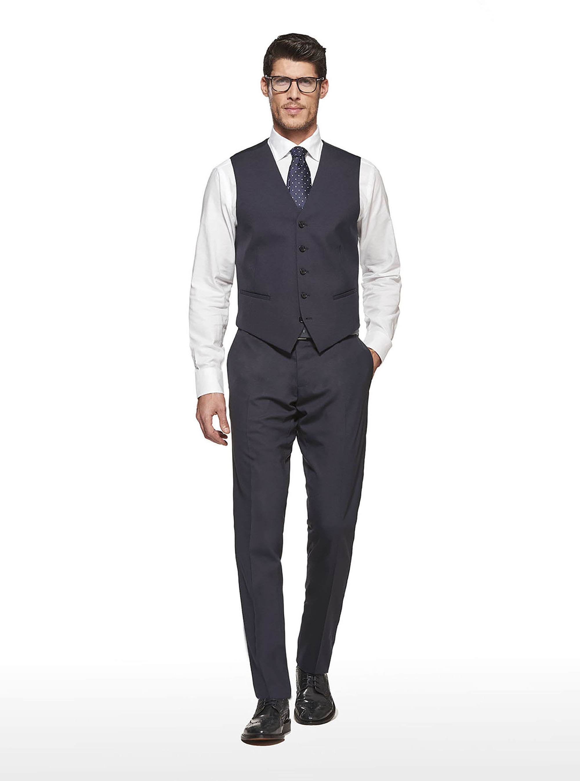 Gilet in fresco lana, NAVY BLUE